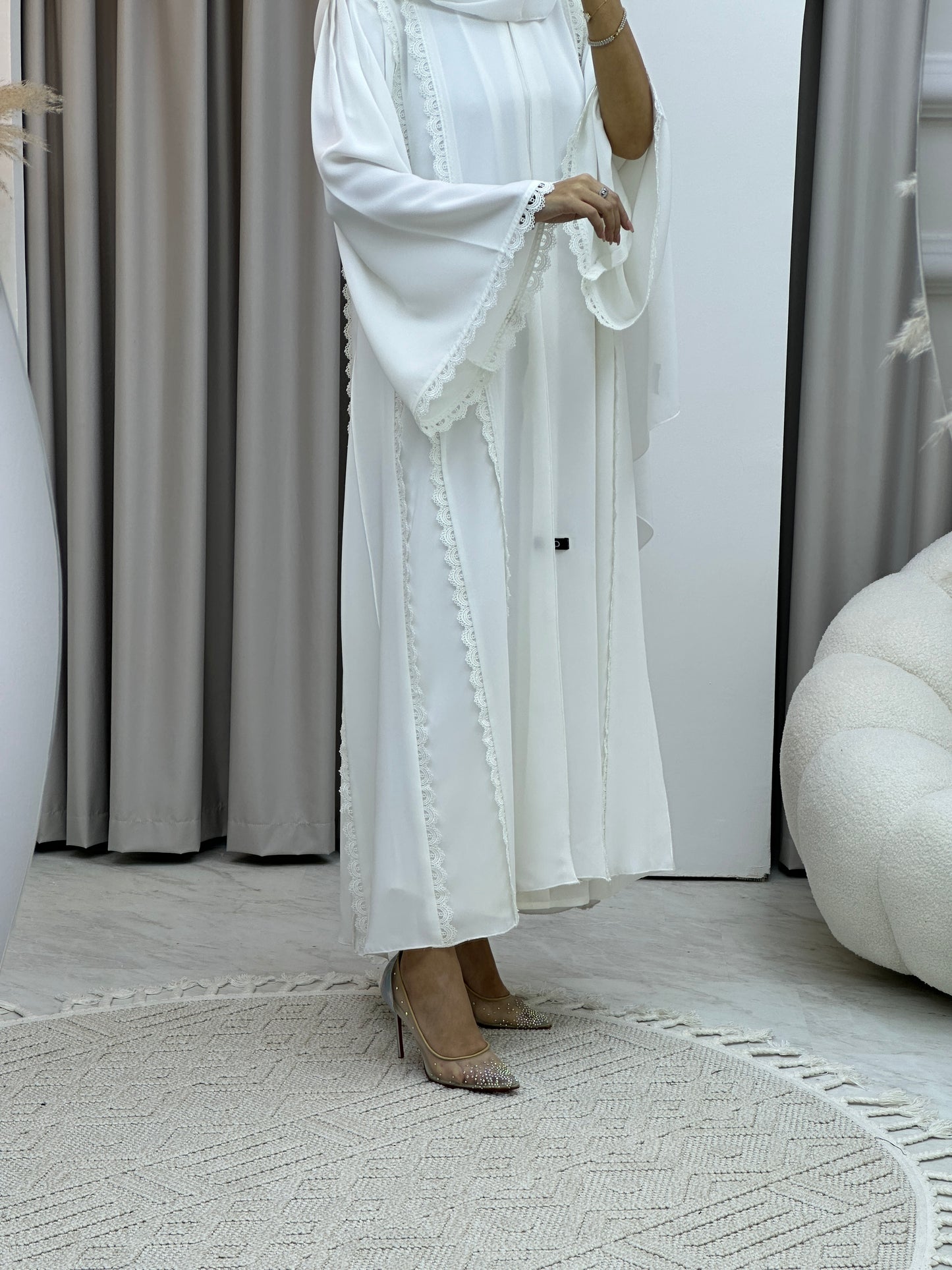 C RTW White Lace Abaya