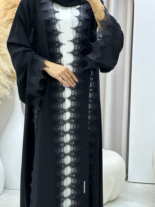 C 0451 Black Classic Lace Abaya