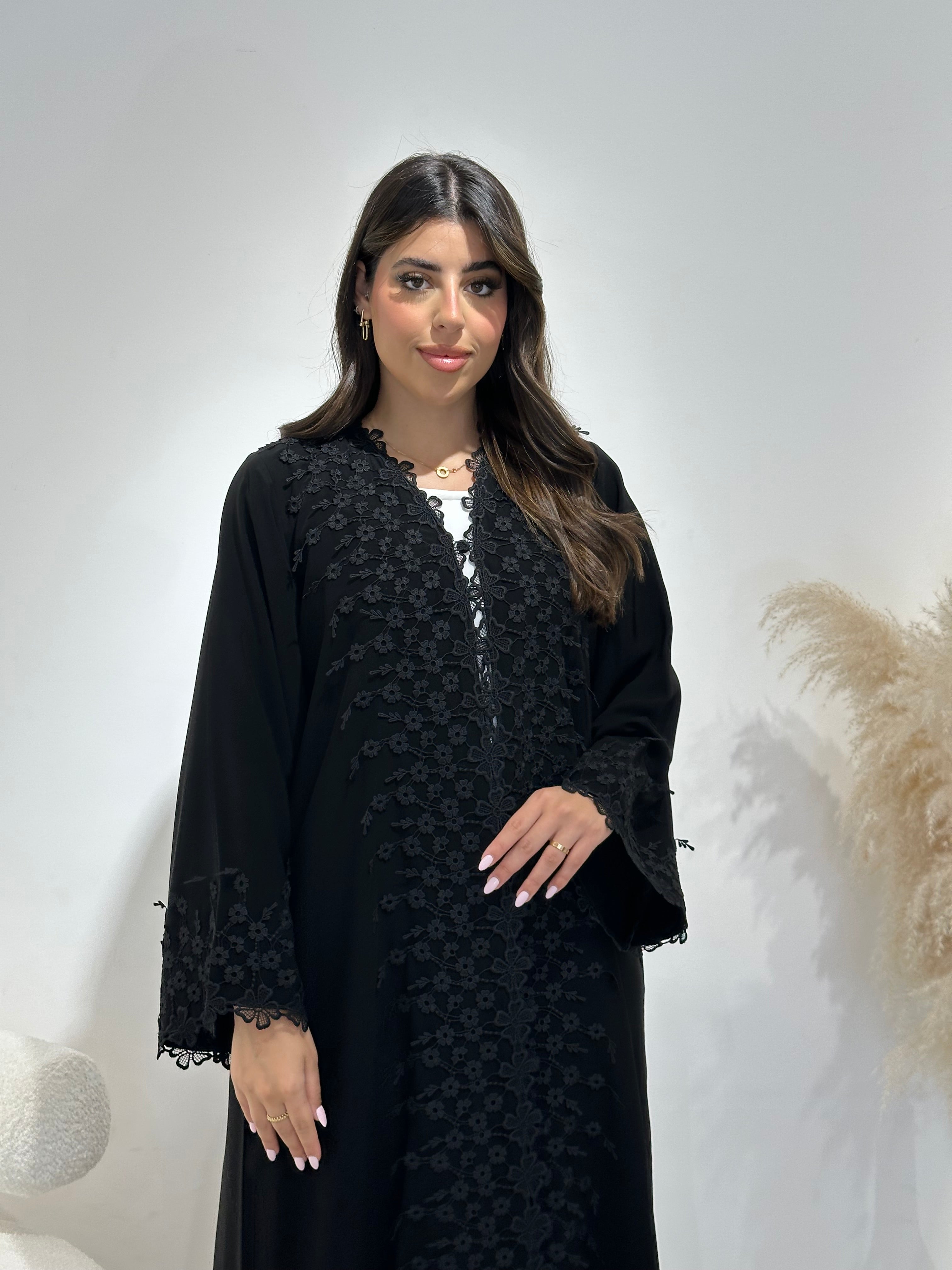 C 1398 Black Lace Abaya