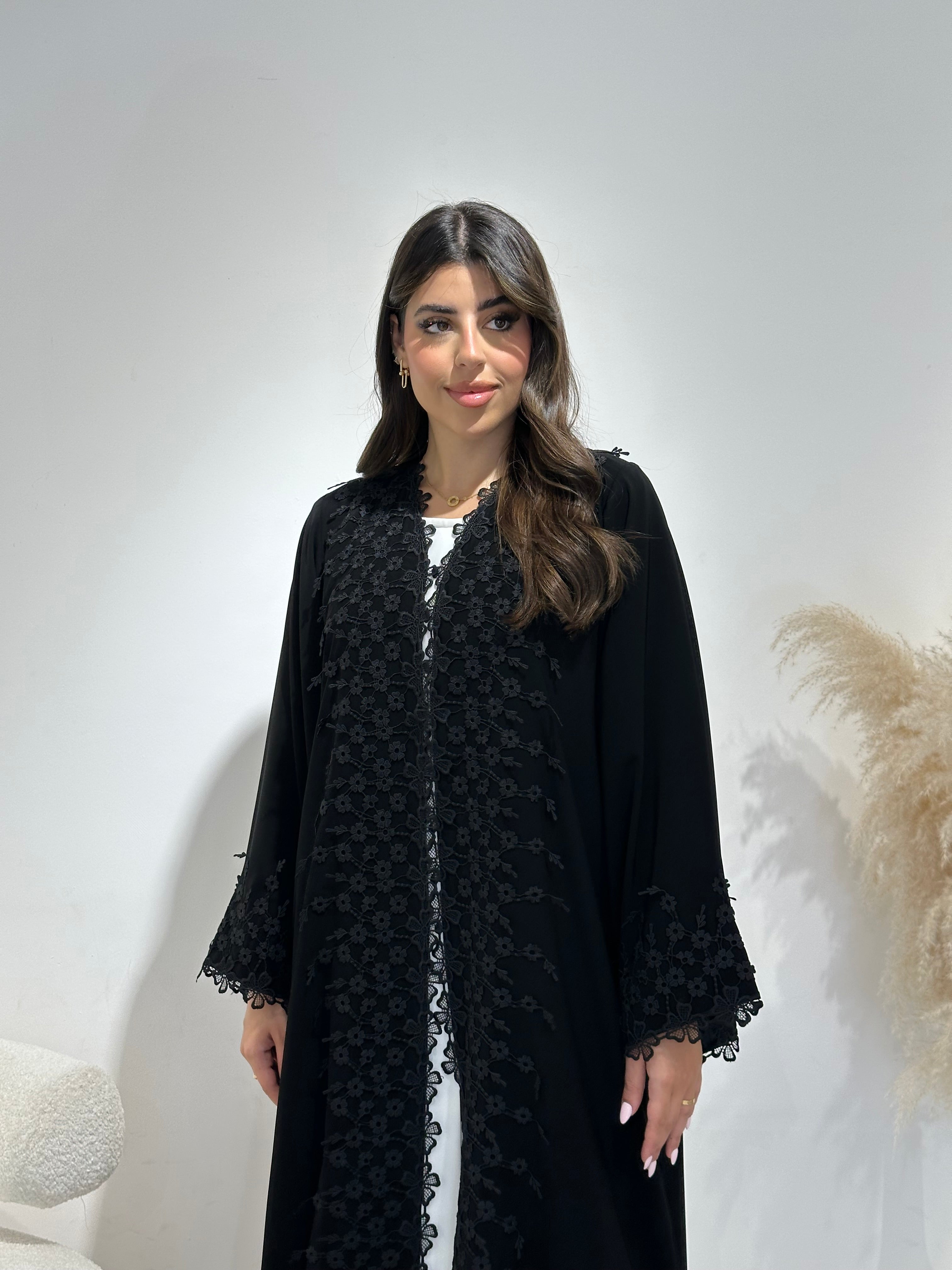 C 1398 Black Lace Abaya
