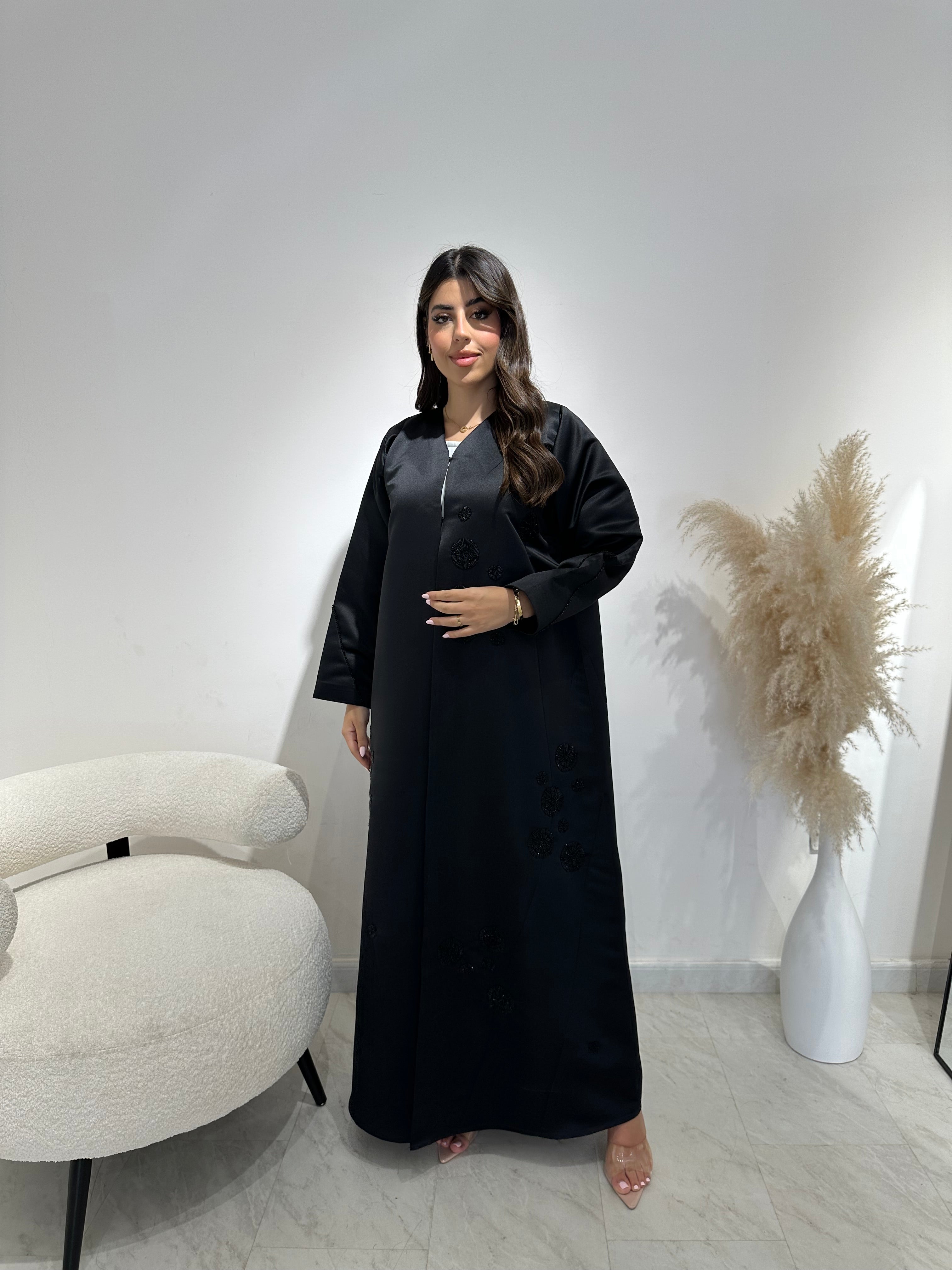 C 1396 Beaded Black Abaya