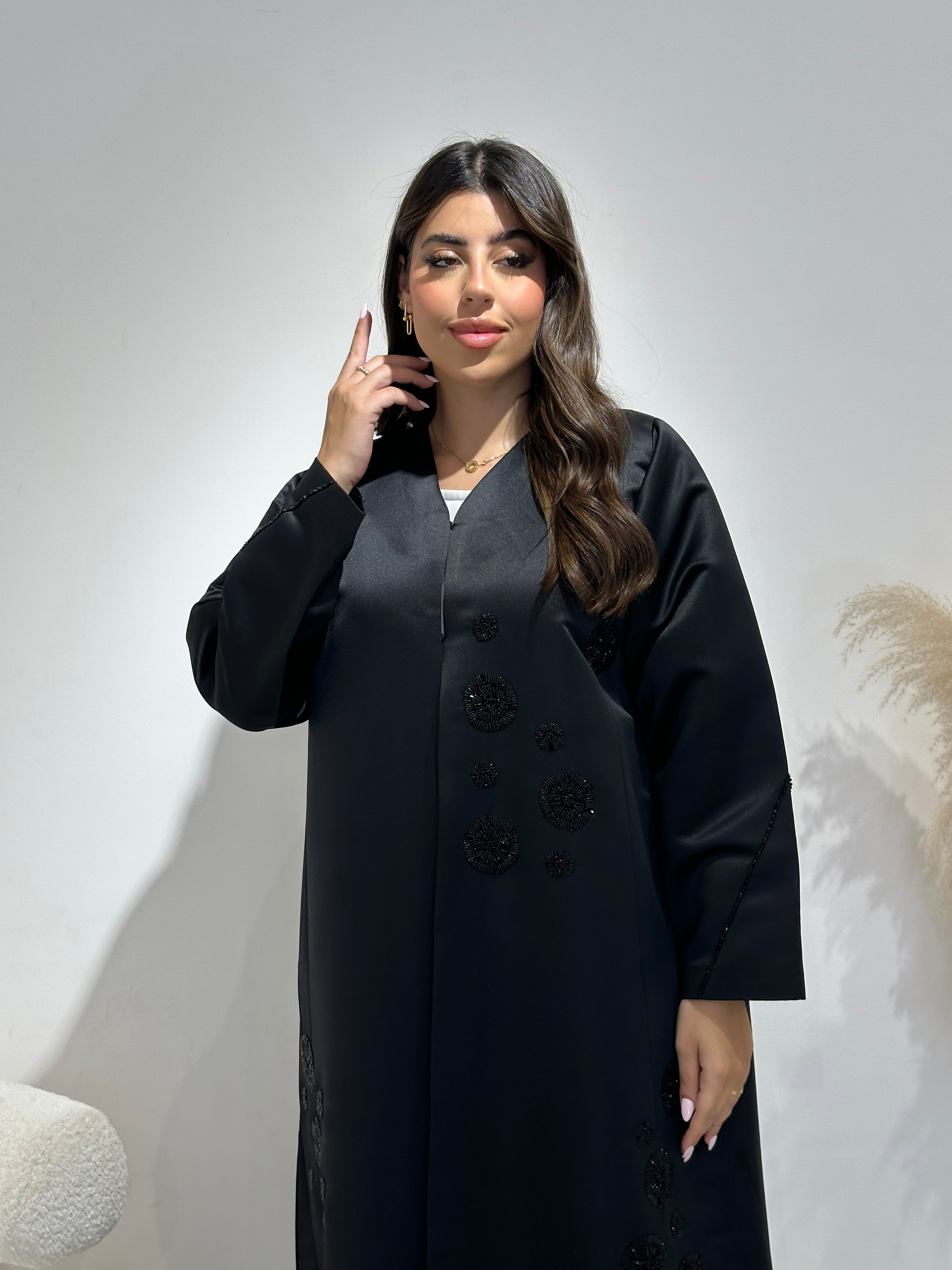 C 1396 Beaded Black Abaya