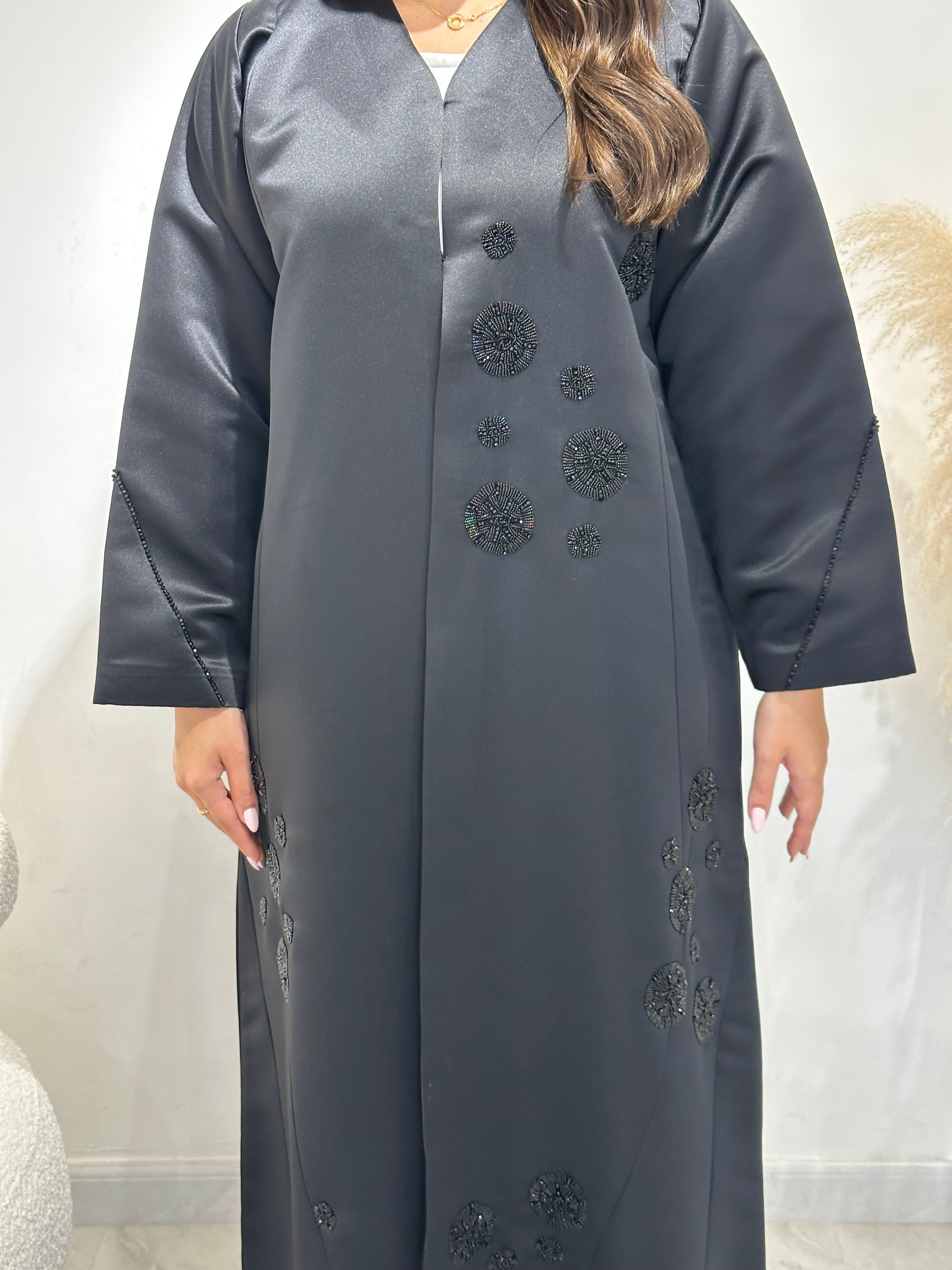 C 1396 Beaded Black Abaya