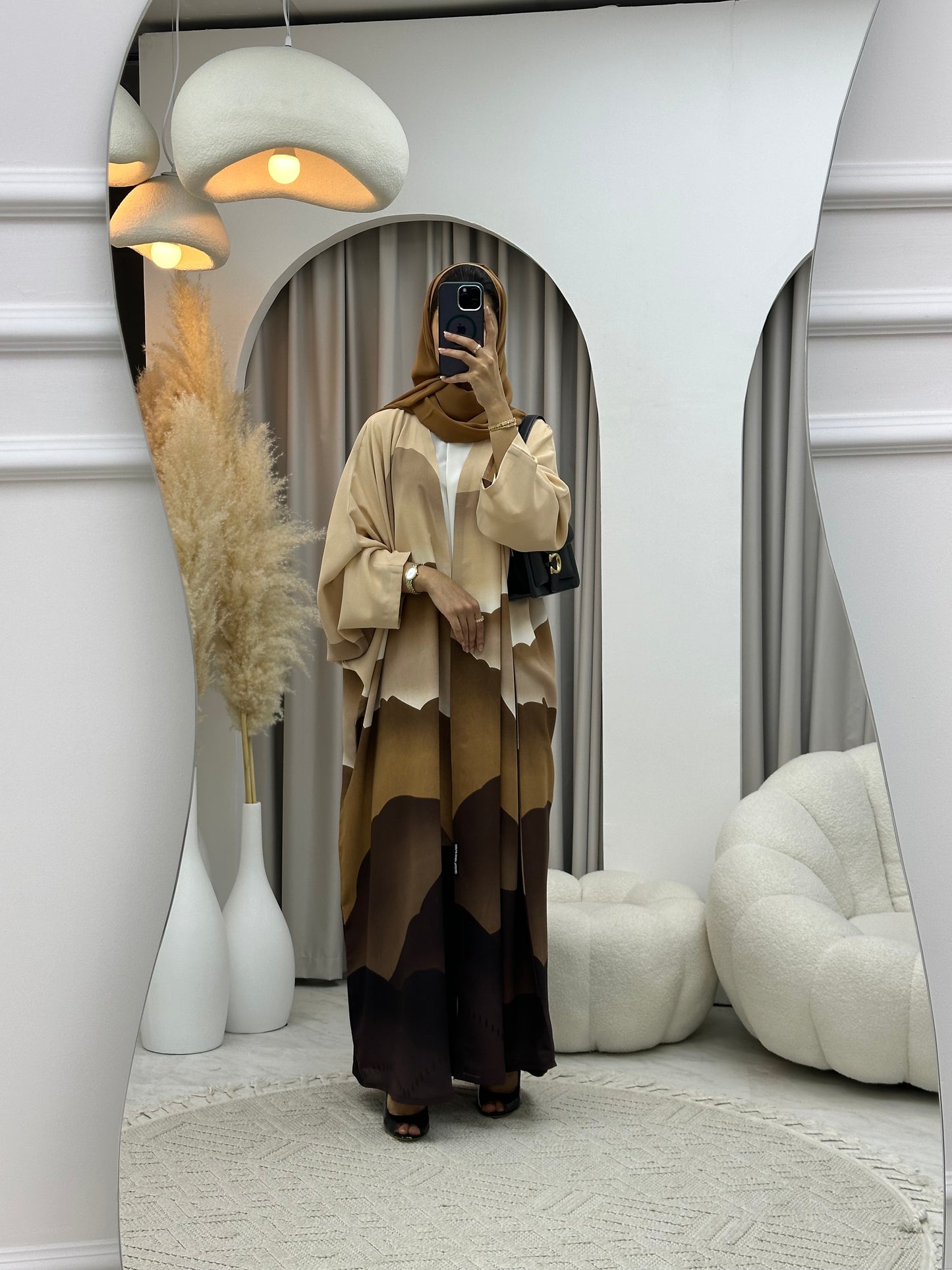 C 0238-02 Wavy Brown Abaya