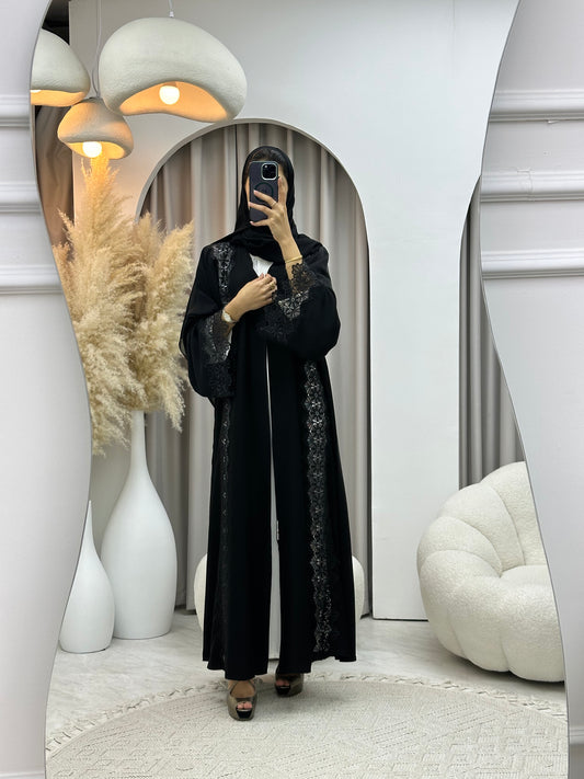 C 0455 Black Classic Lace Abaya