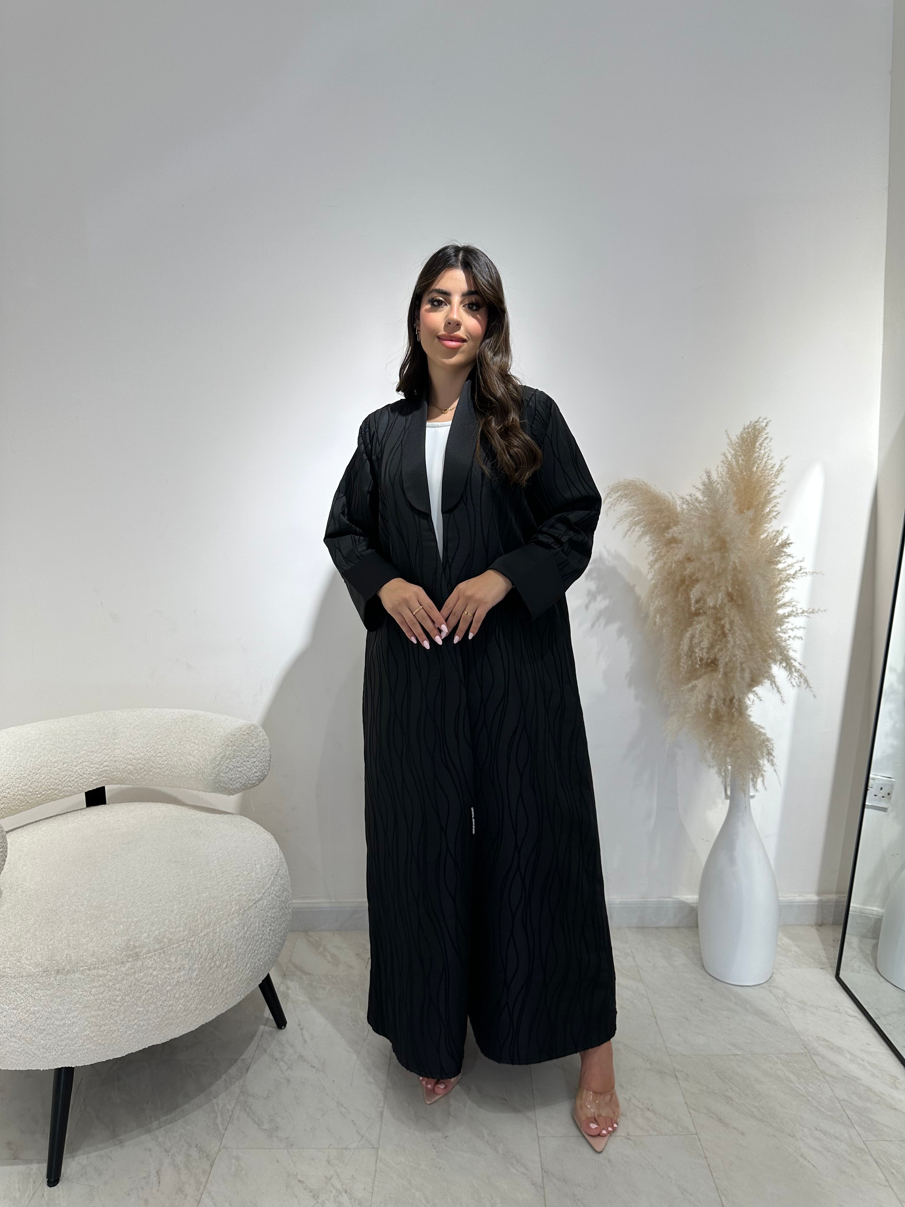 C 1392 Striped Black Abaya