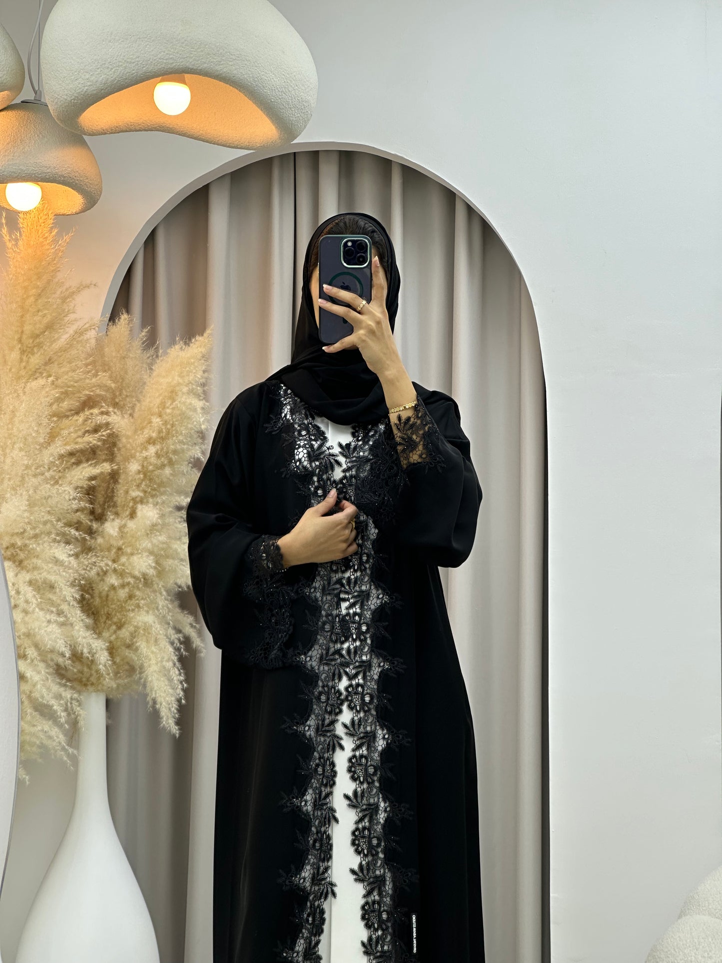 C 0458 Black Classic Lace Abaya