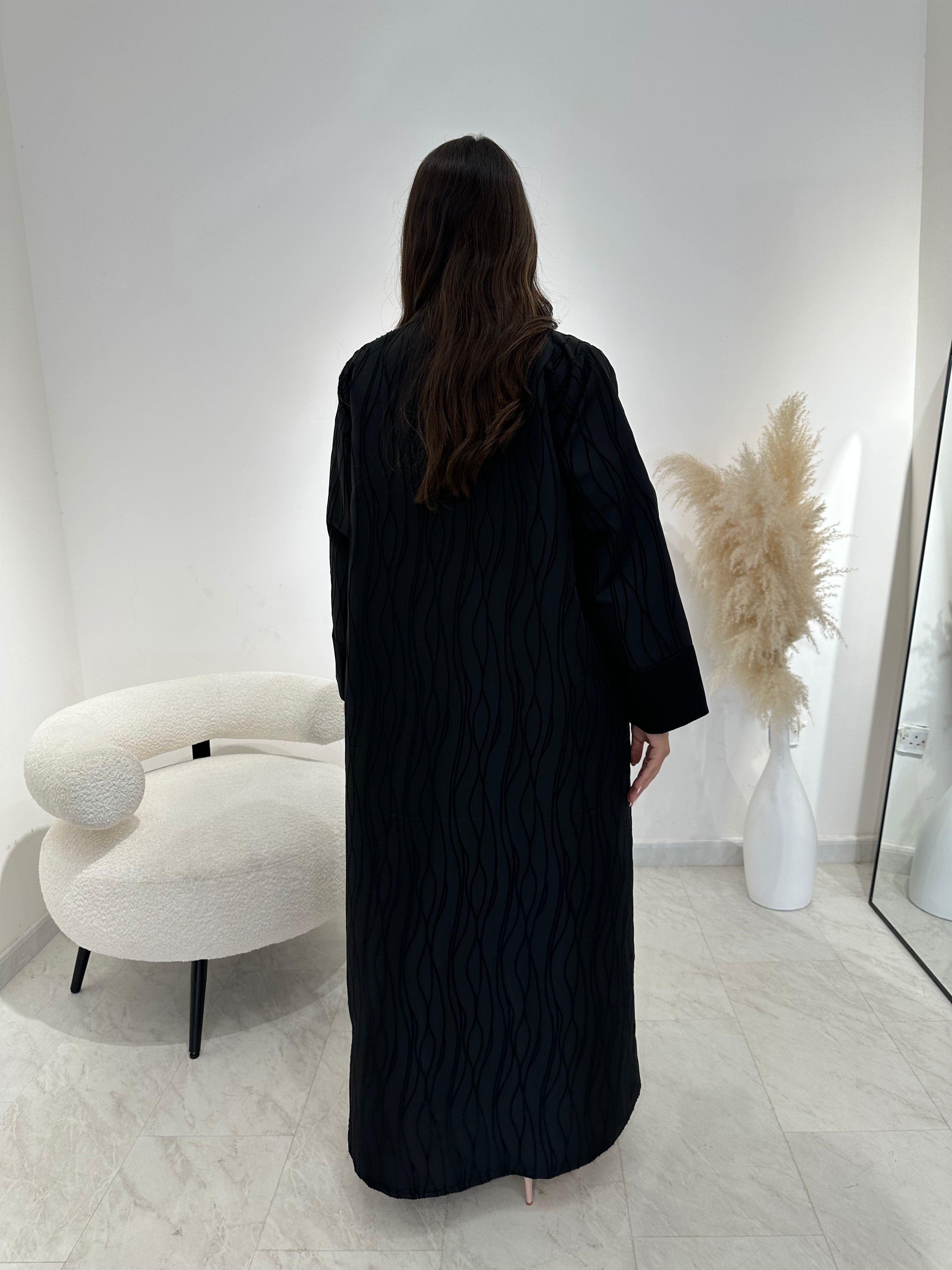 C 1392 Striped Black Abaya