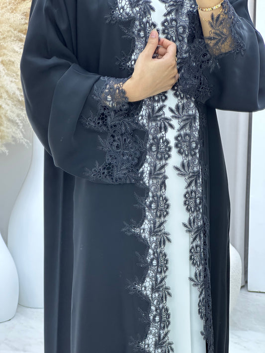 C 0458 Black Classic Lace Abaya