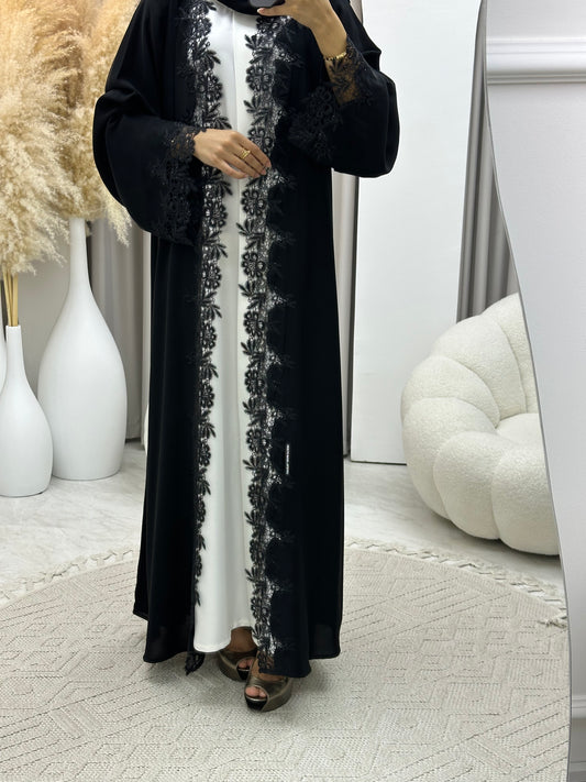 C 0458 Black Classic Lace Abaya