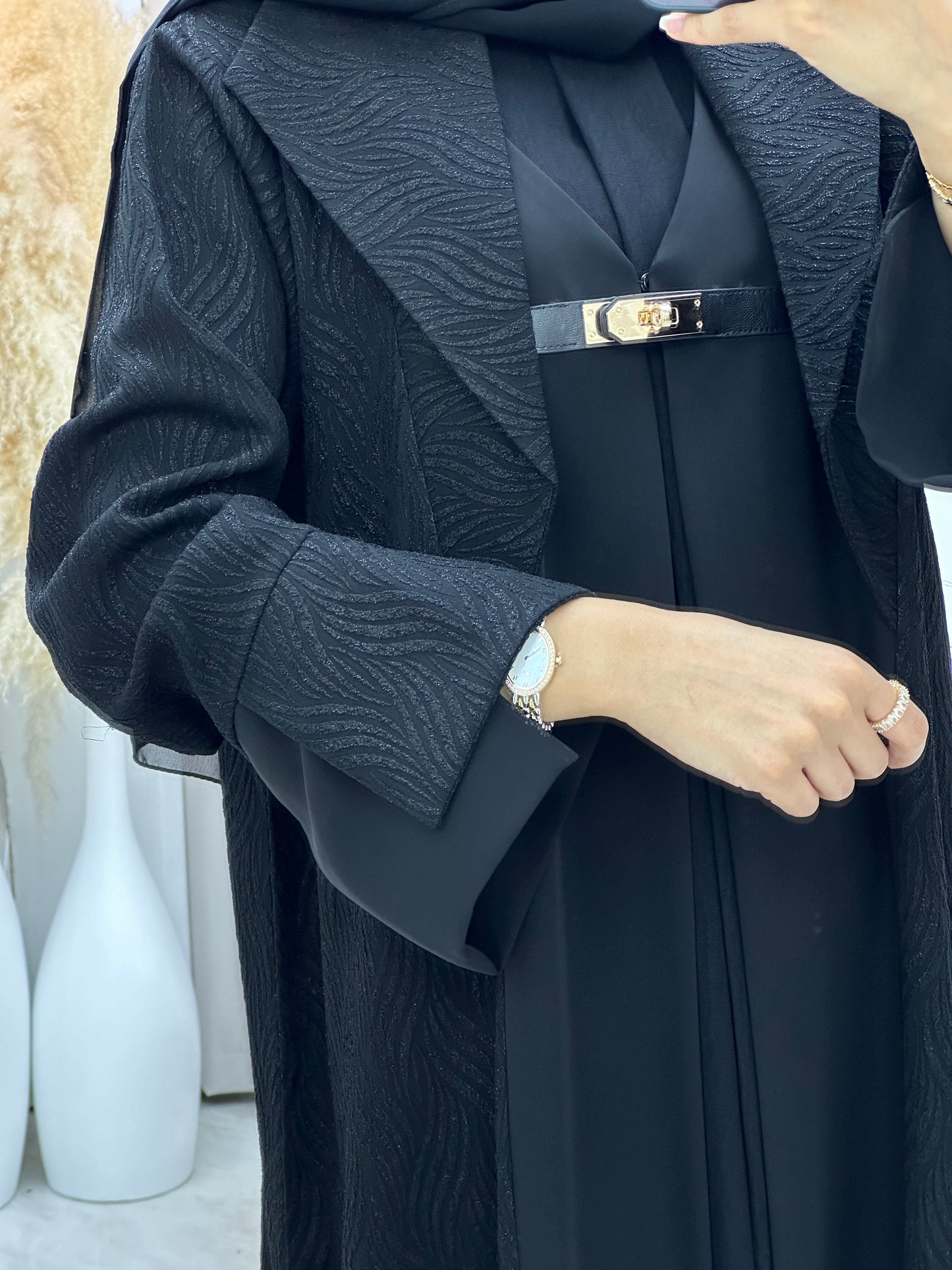 C RTW 0241 Black Coat Abaya