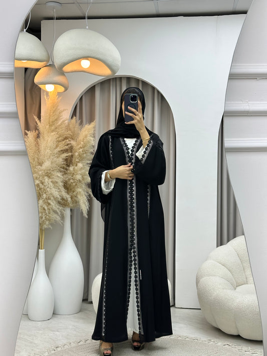 C 0459 Black Classic Lace Abaya