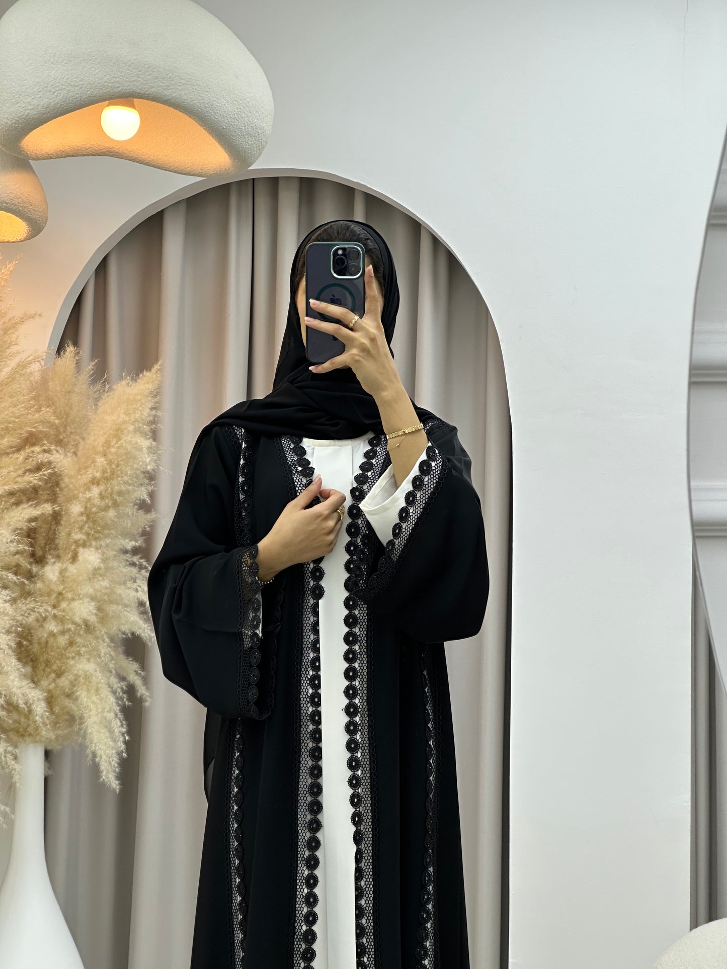 C 0459 Black Classic Lace Abaya