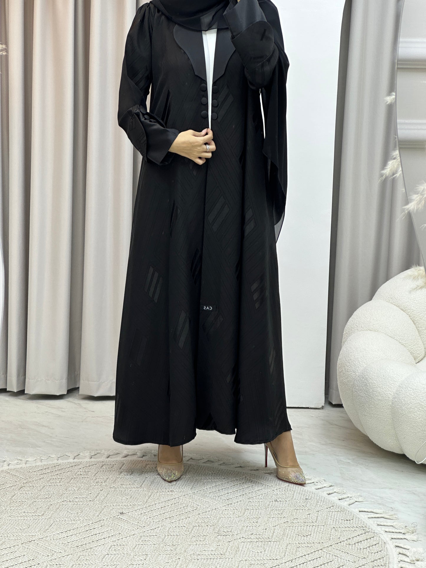 C Coat Jacquard Lined Abaya Set