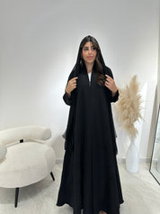 C 1390 Floral Black Abaya