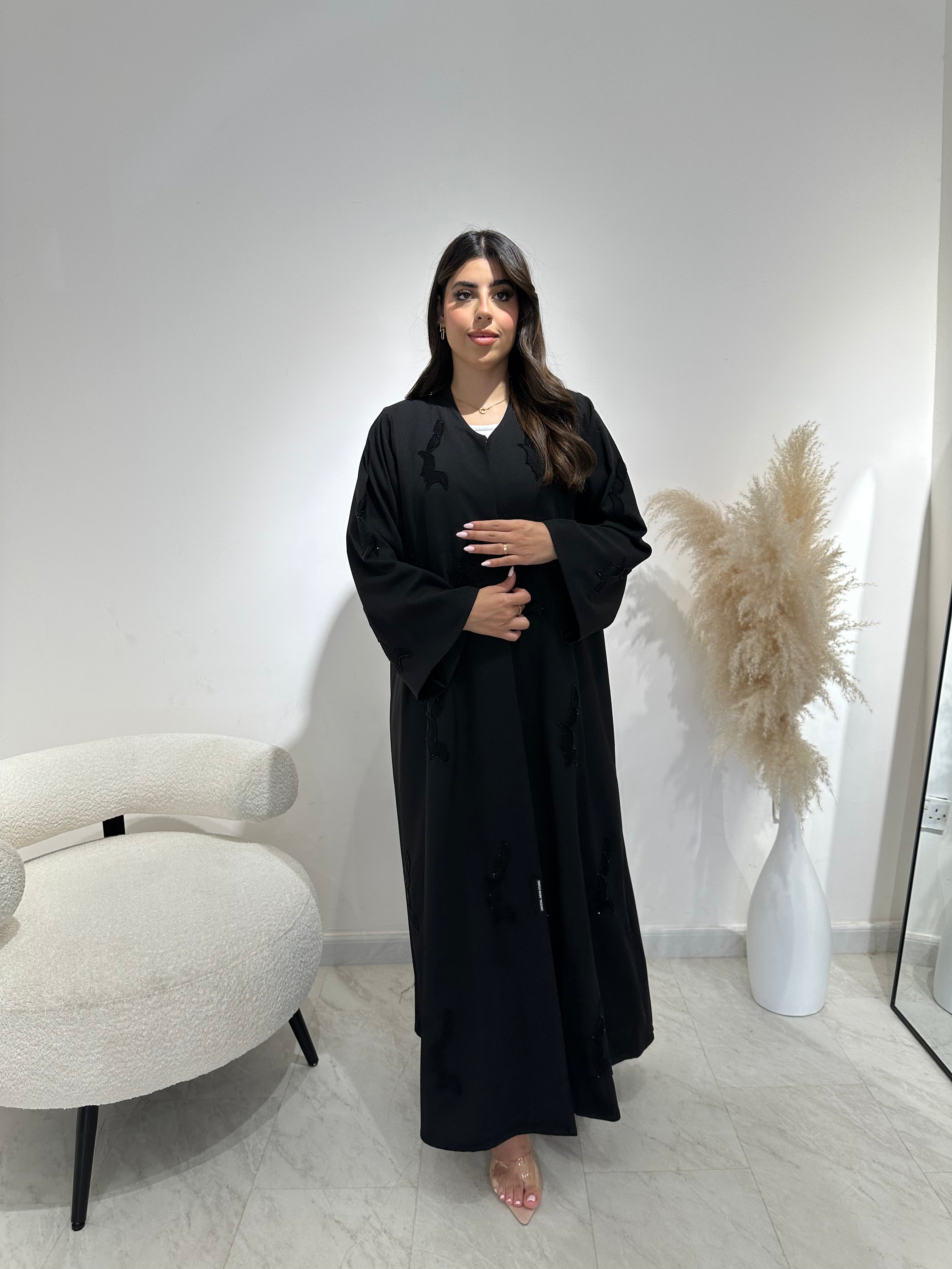 C 1389 Beaded Black Abaya