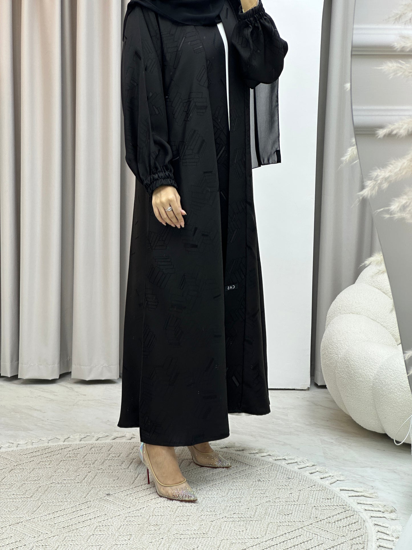 C Lined Jacquard Abaya Set