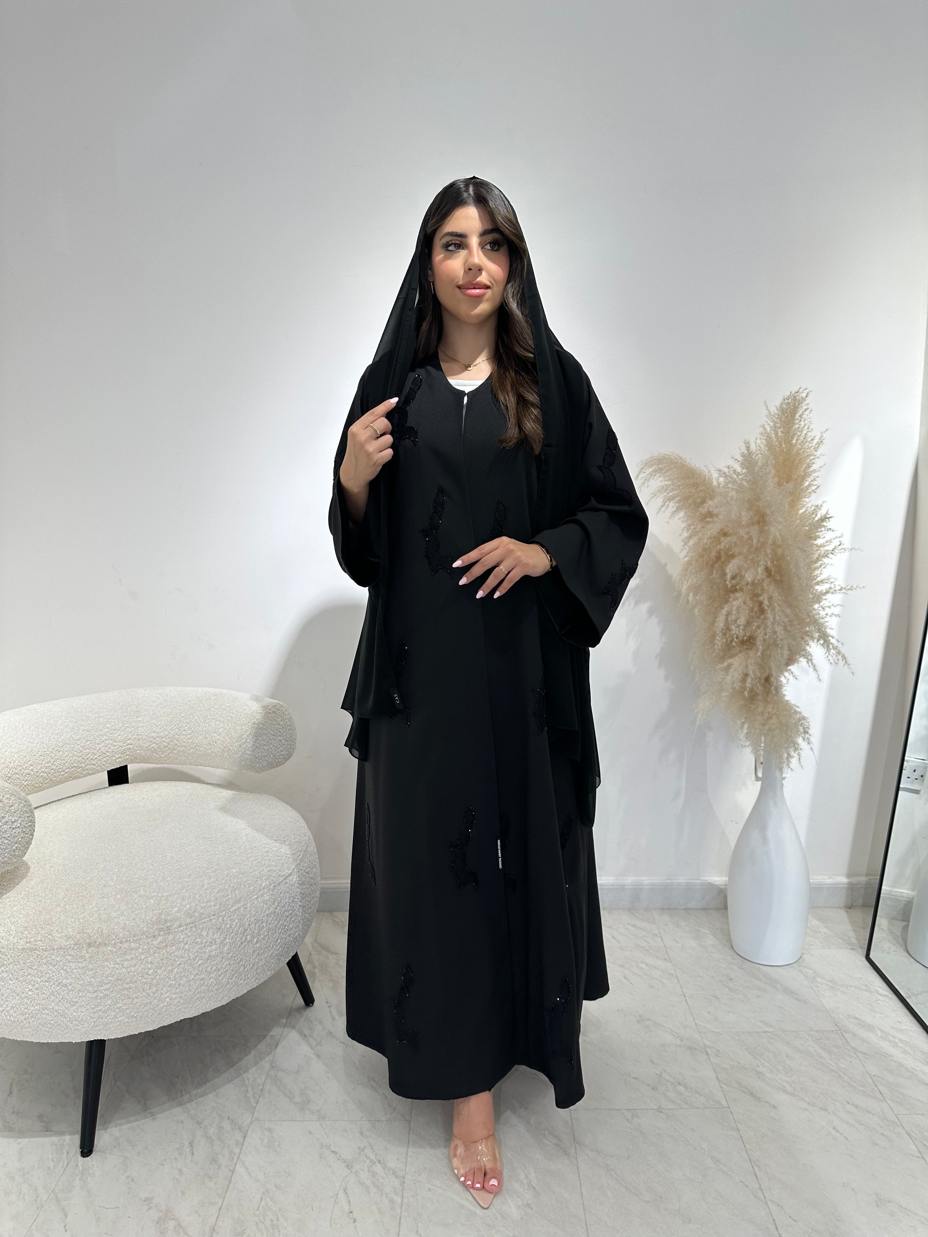 C 1389 Beaded Black Abaya