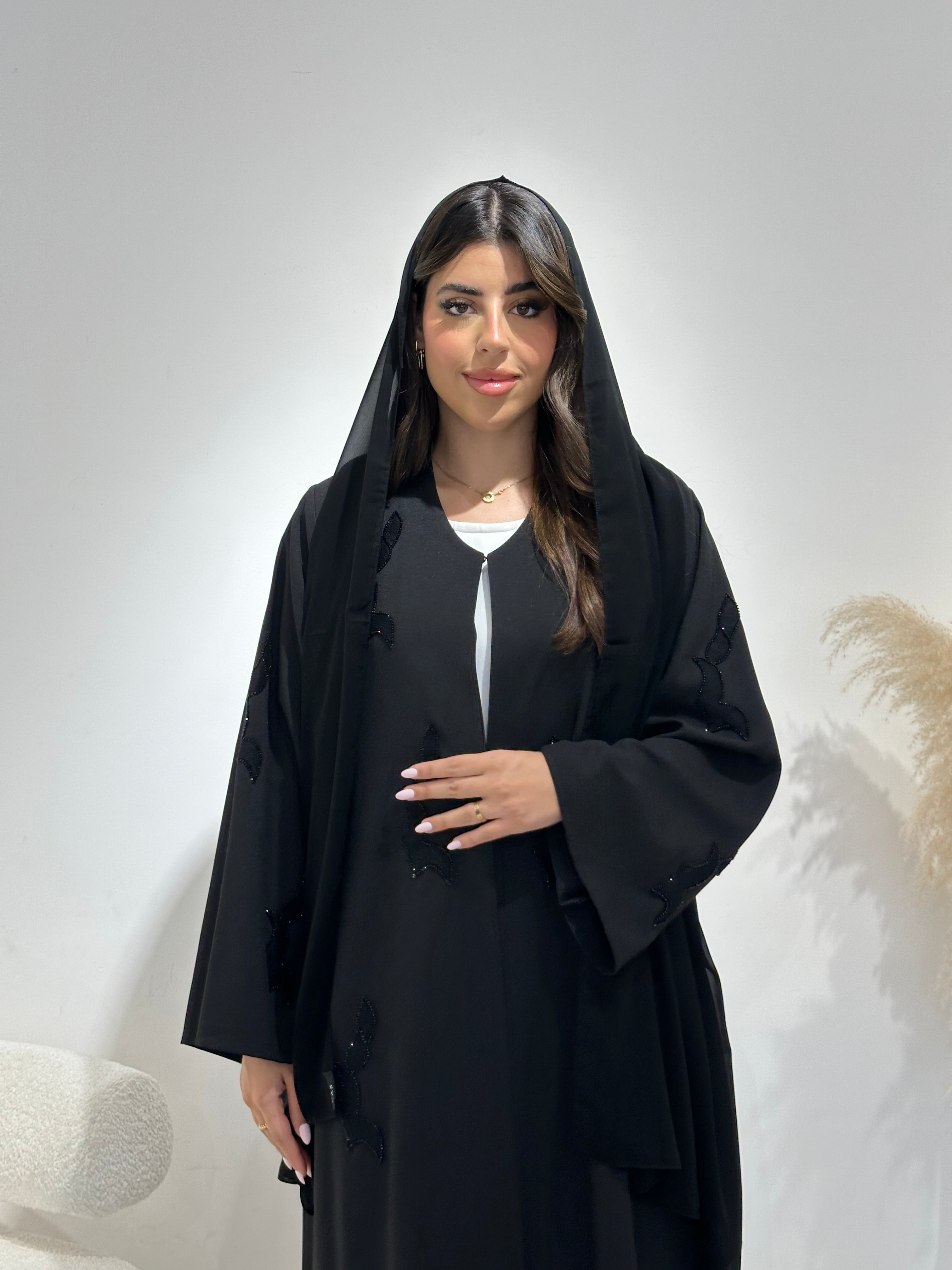 C 1389 Beaded Black Abaya