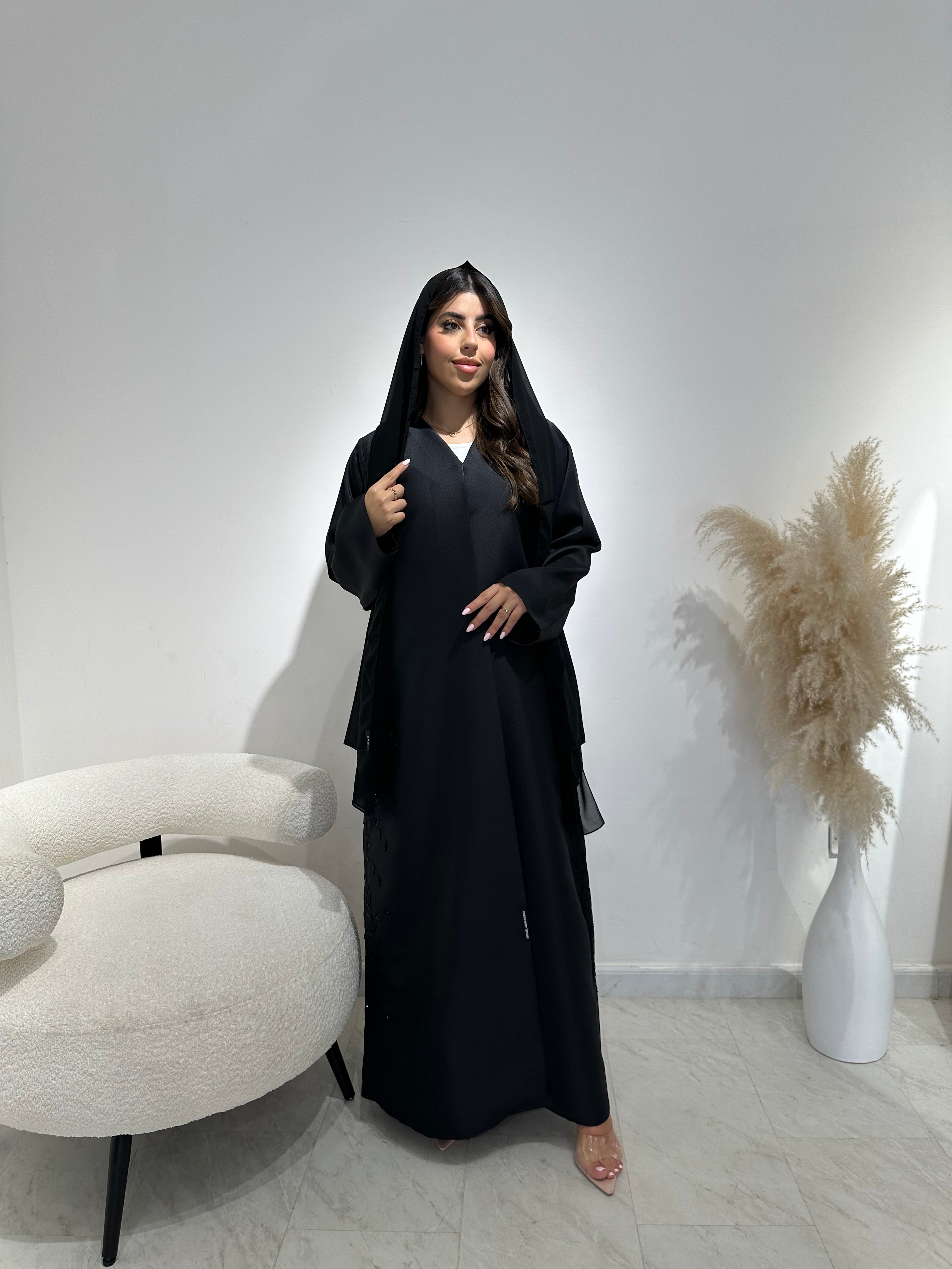 C 1388 Beaded Black Abaya