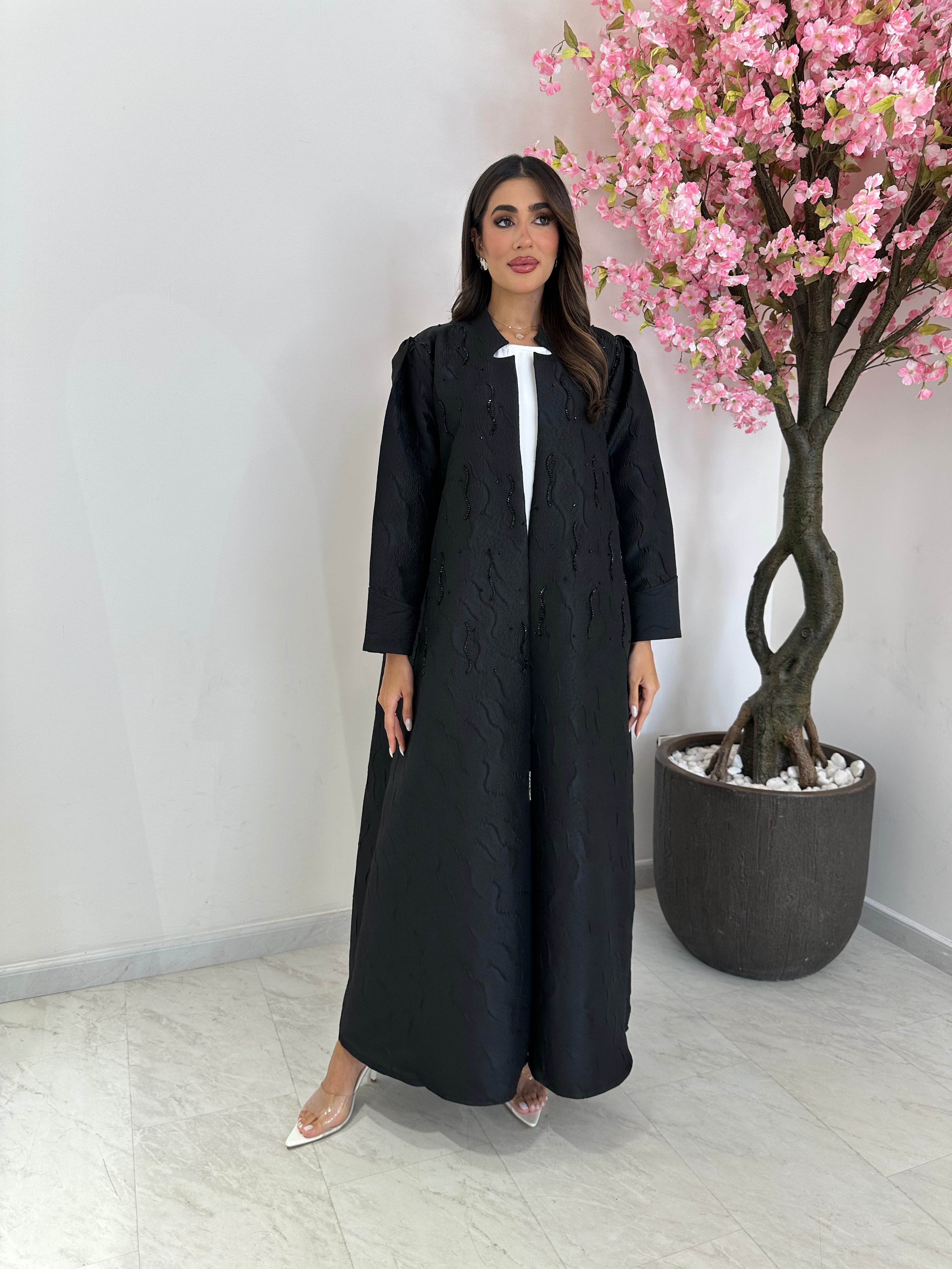 C 1245 Black Beaded Abaya