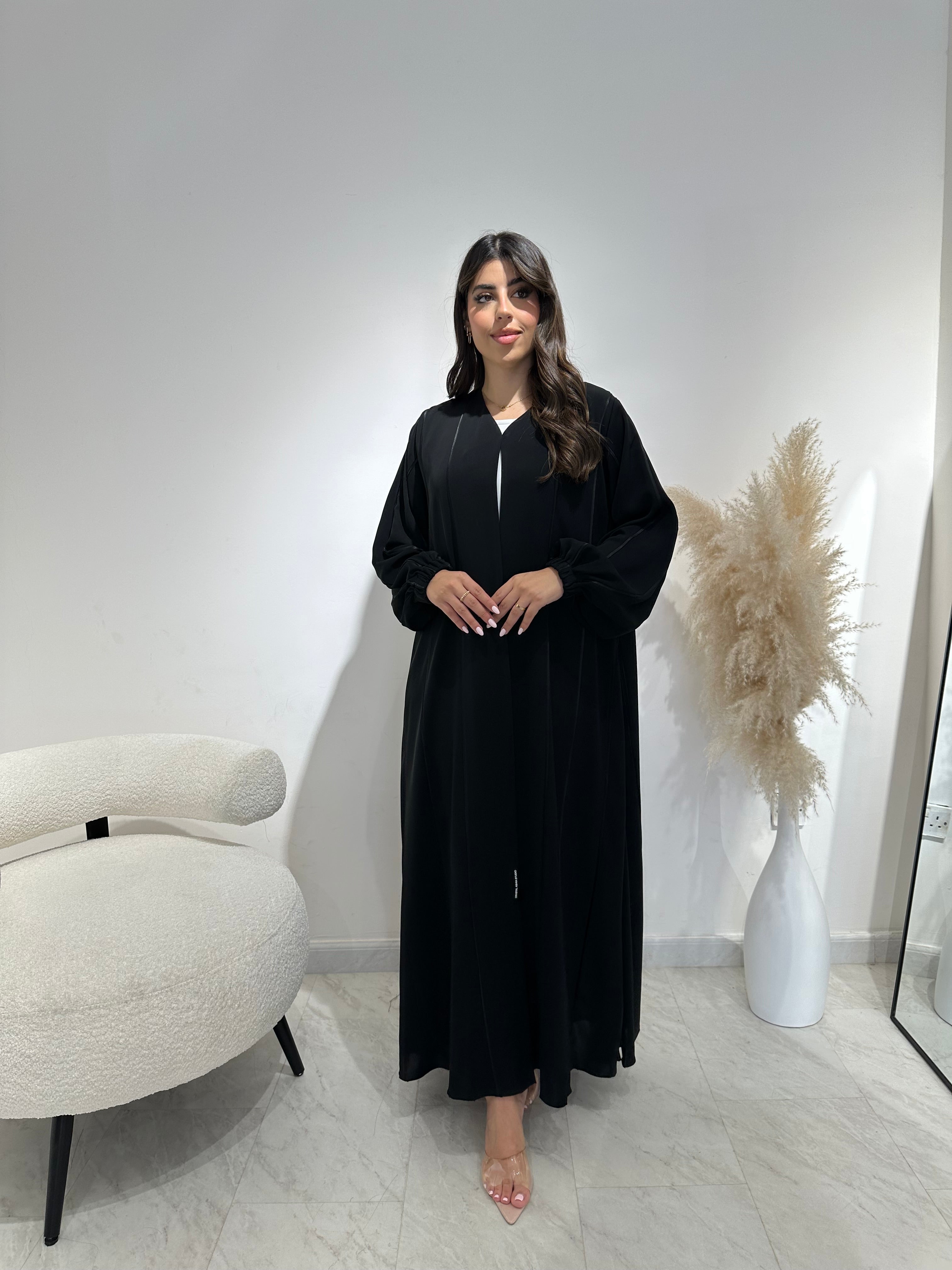 C 1387 Striped Black Abaya