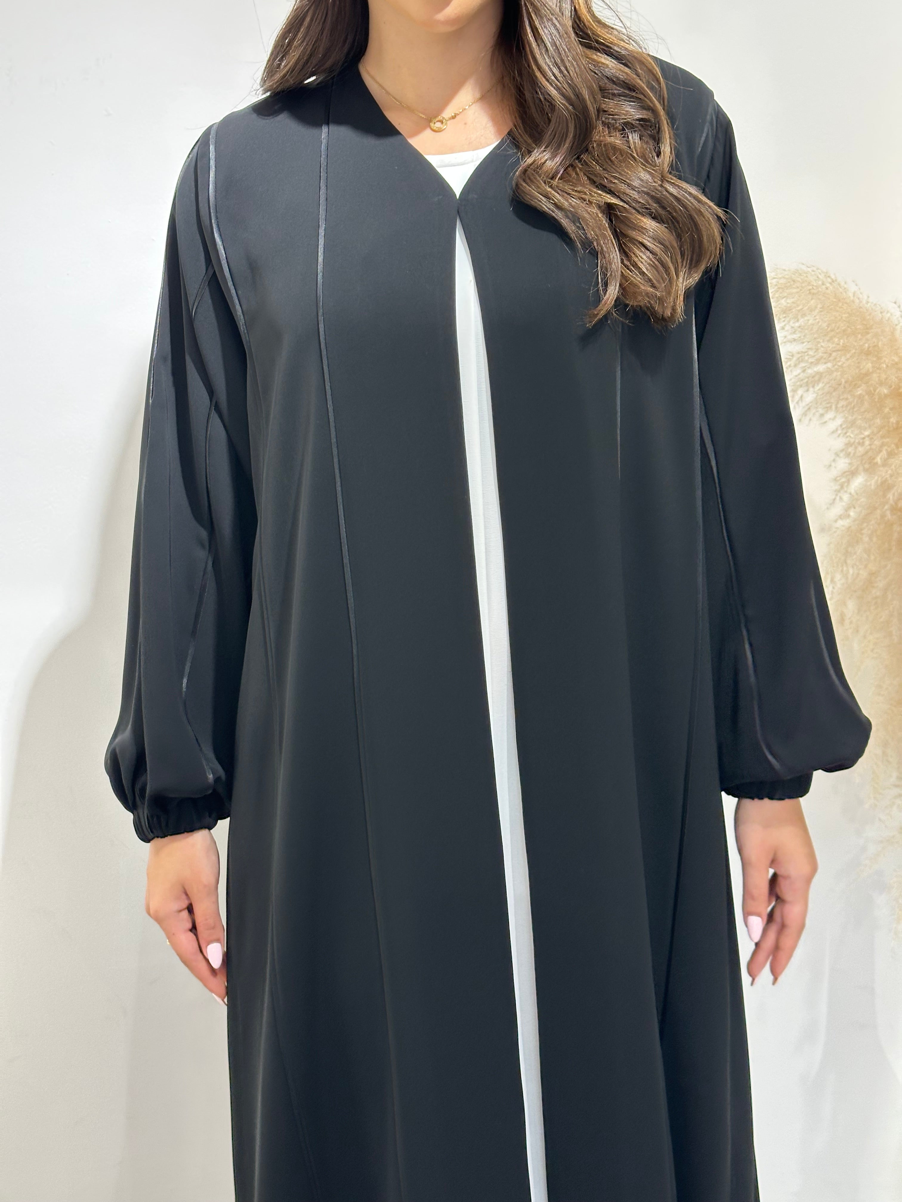 C 1387 Striped Black Abaya