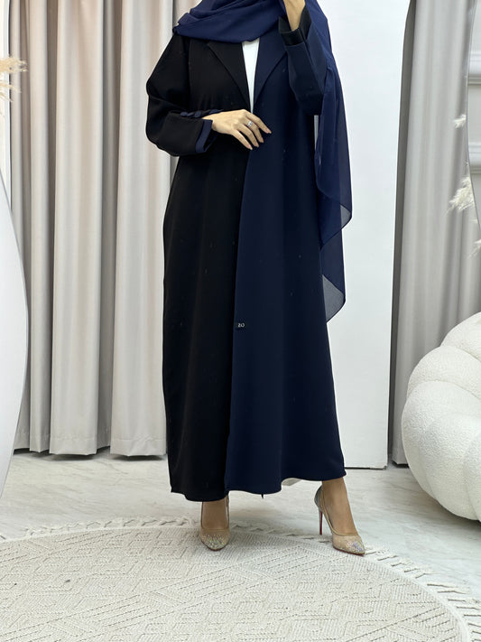 C Blue Black Coat Abaya