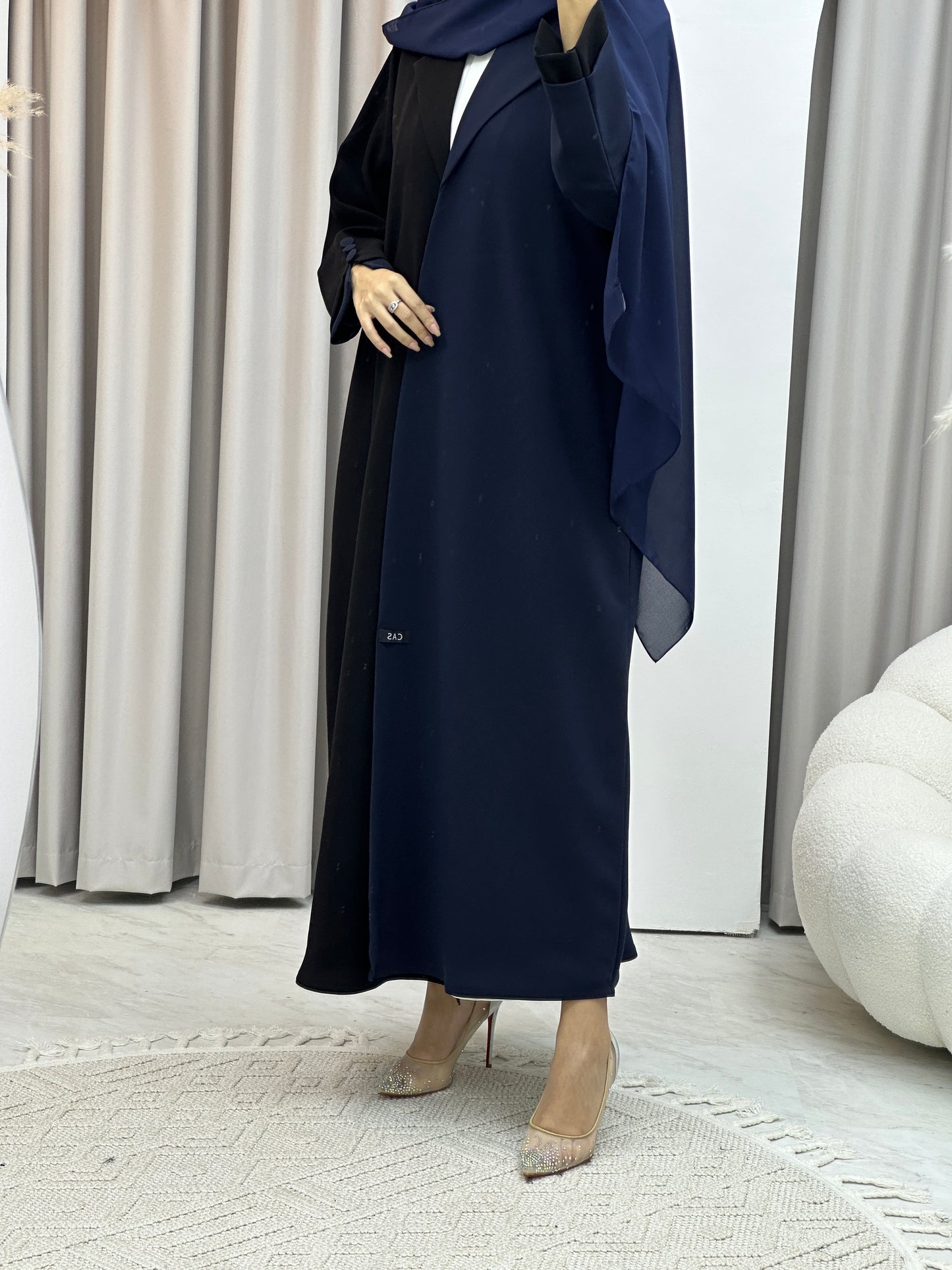 C Blue Black Coat Abaya