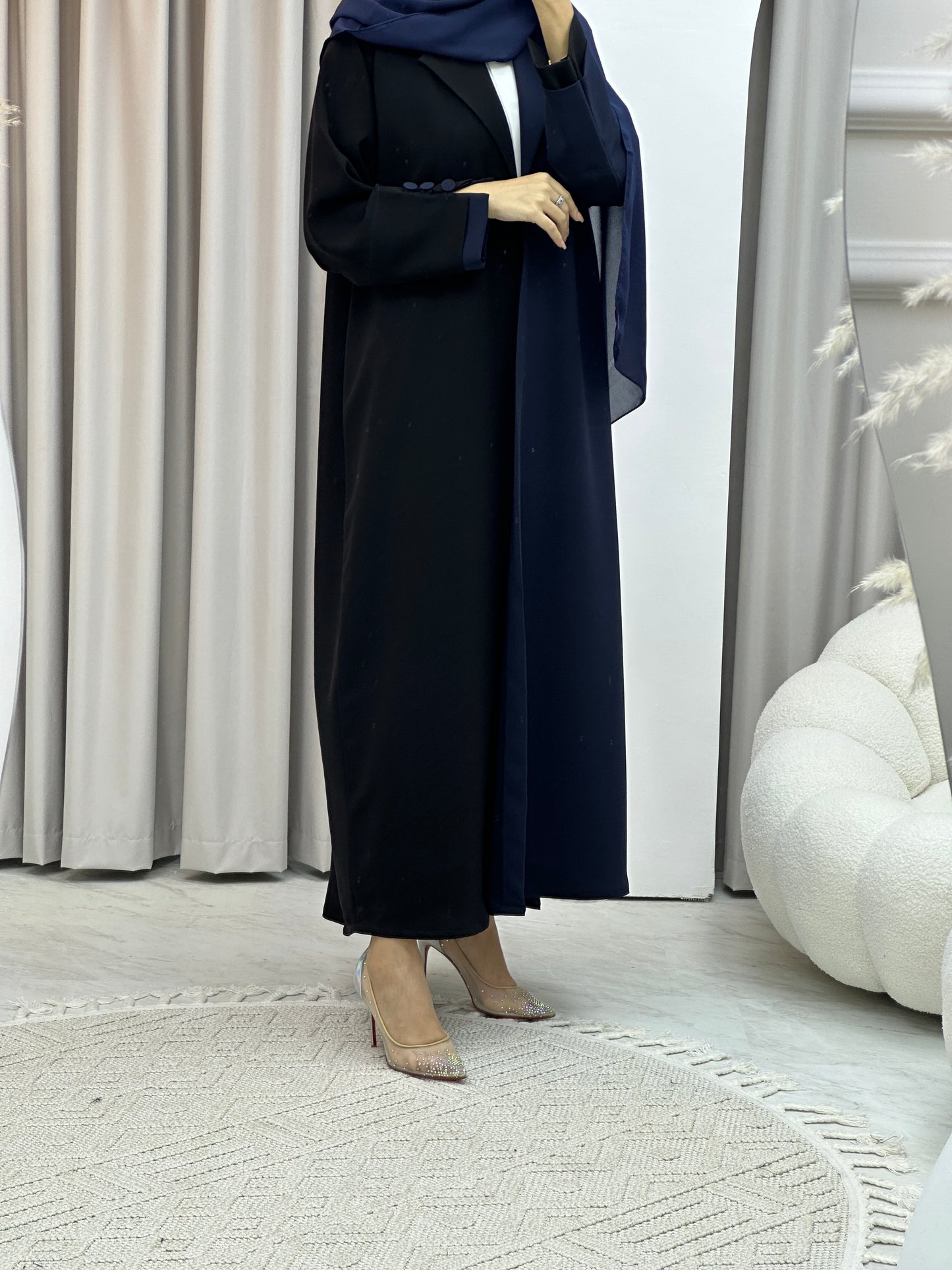 C Blue Black Coat Abaya