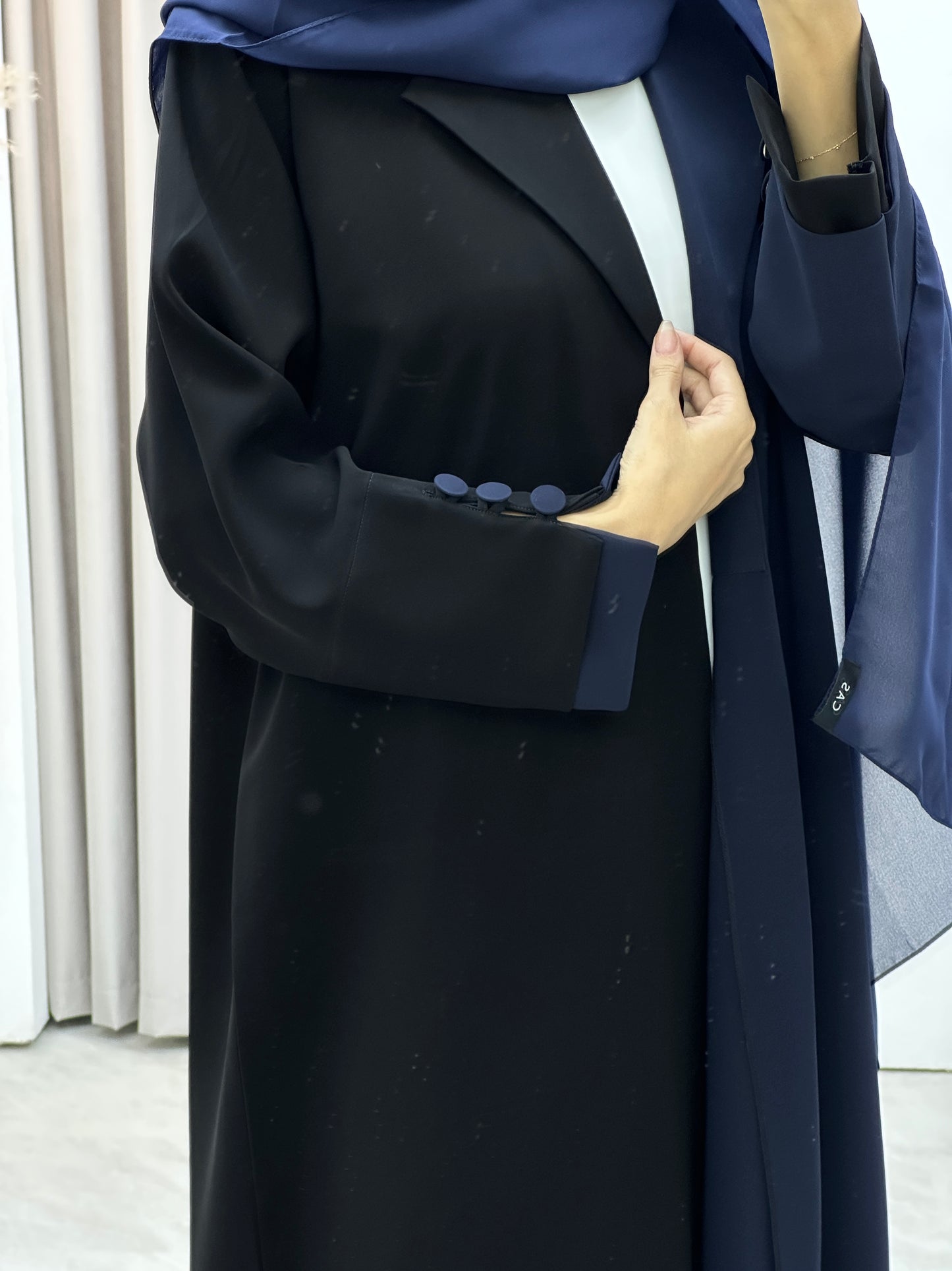 C Blue Black Coat Abaya