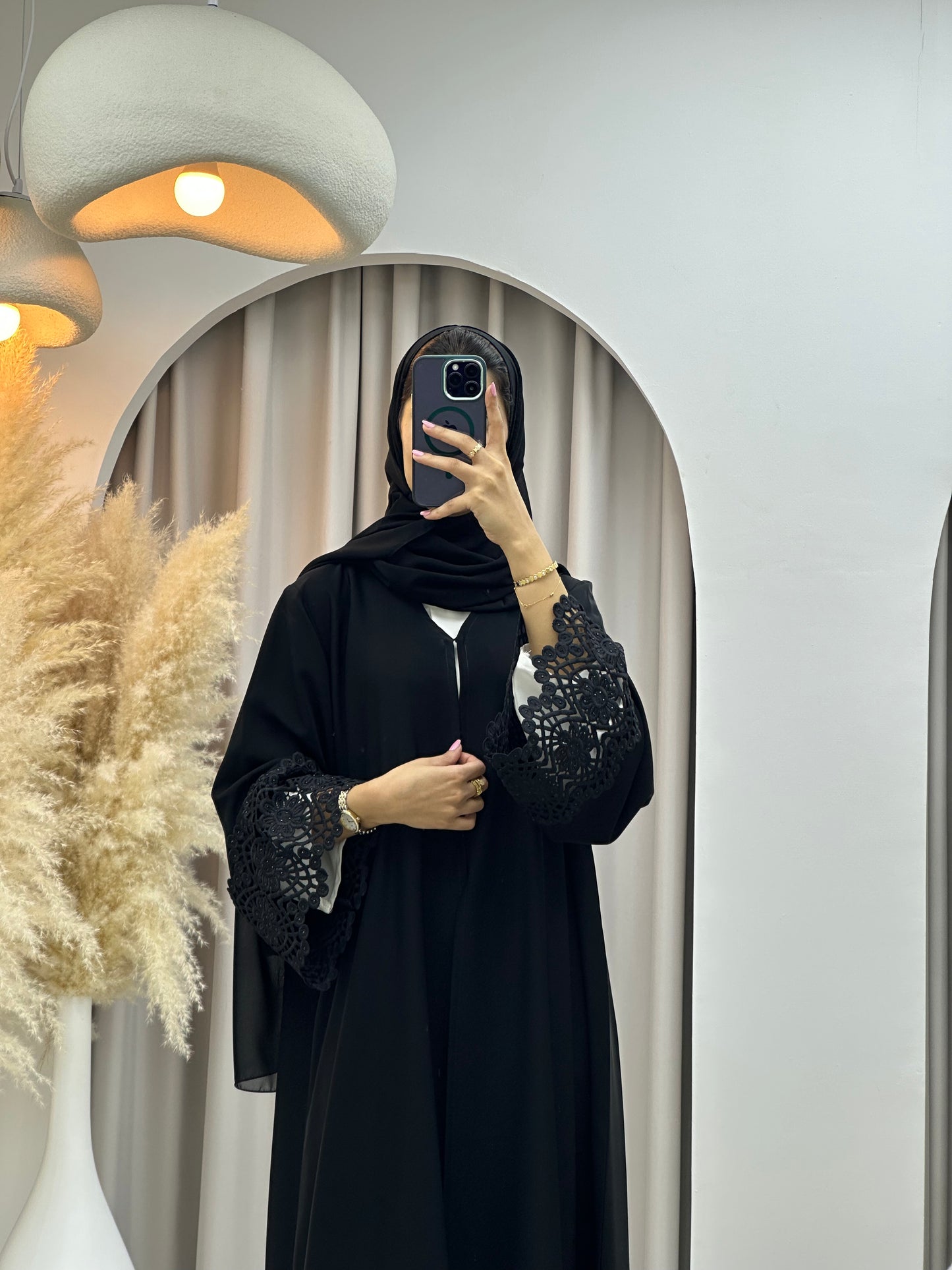 C 0463 Black Classic Lace Abaya