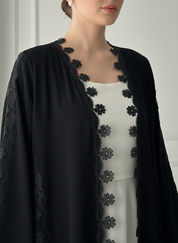 C 1771 Black Floral Lace Abaya