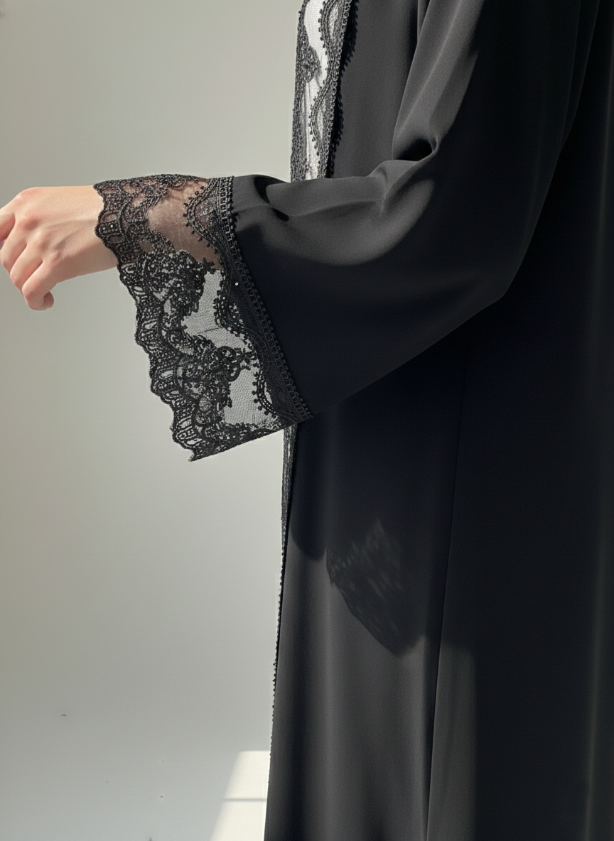 C 1769 Black Lace Abaya