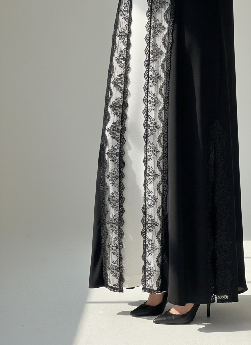 C 1769 Black Lace Abaya