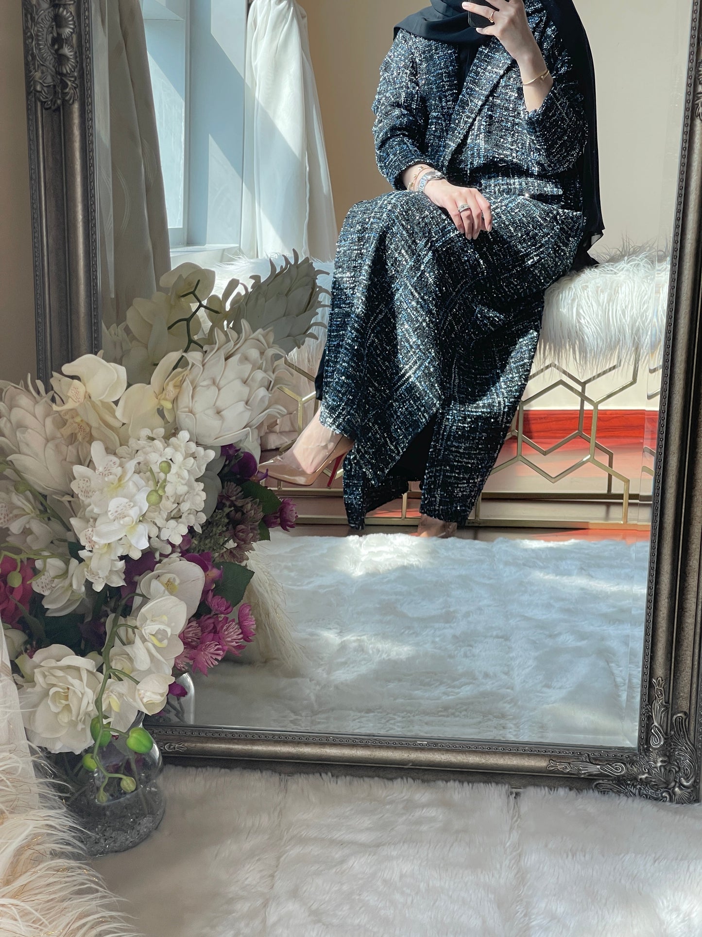 C-RTW-Blue-Black-Tweed-Abaya- 2023