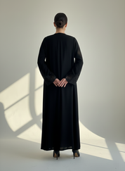 C 1774 Black Floral Lace Abaya