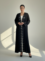 C 1774 Black Floral Lace Abaya