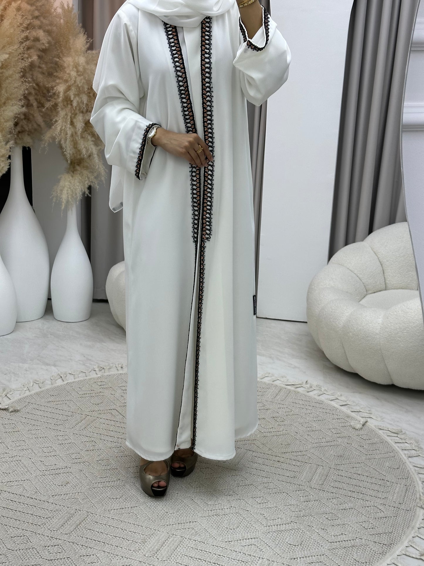 C 0246 Embroidered White Abaya