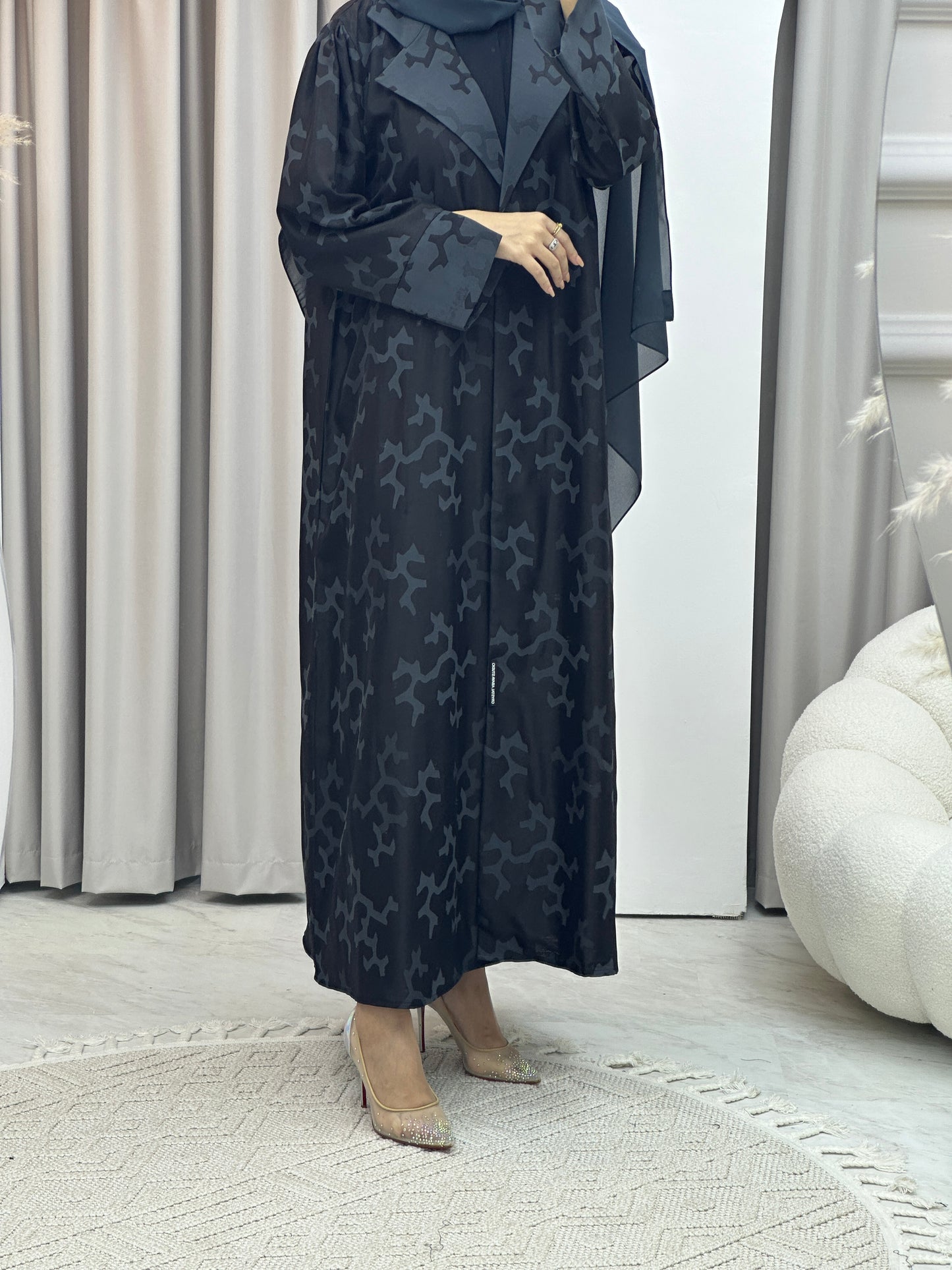 C Web Winter Grey Coat Abaya