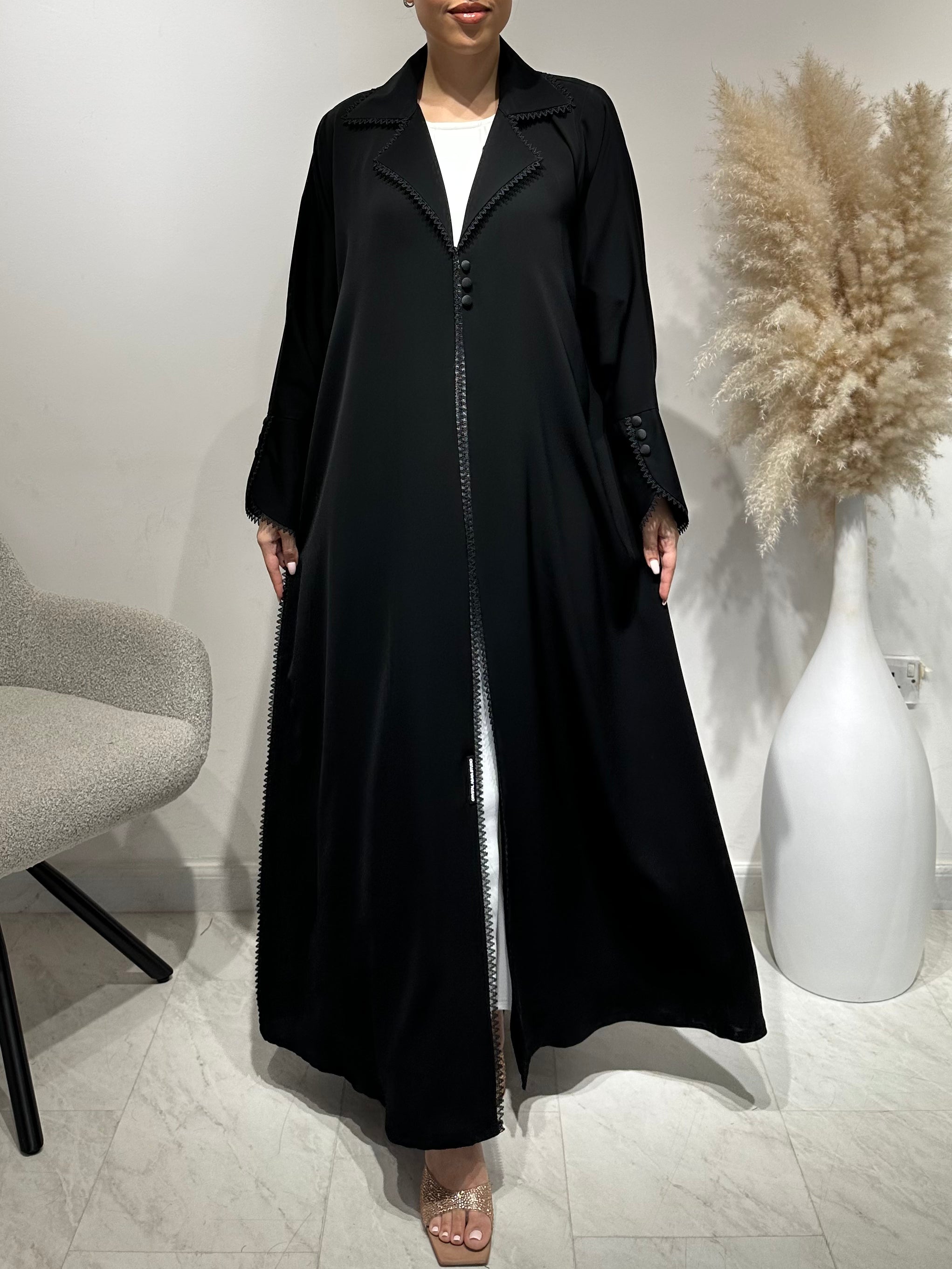 C 1627 Black Lace Abaya