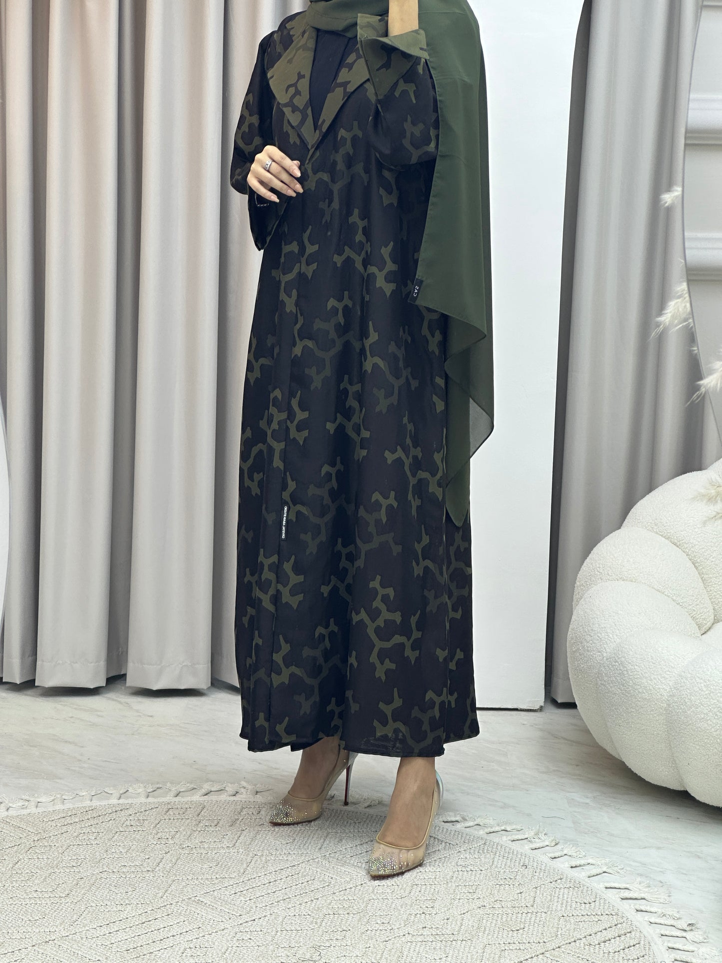 C Web Winter Green Coat Abaya