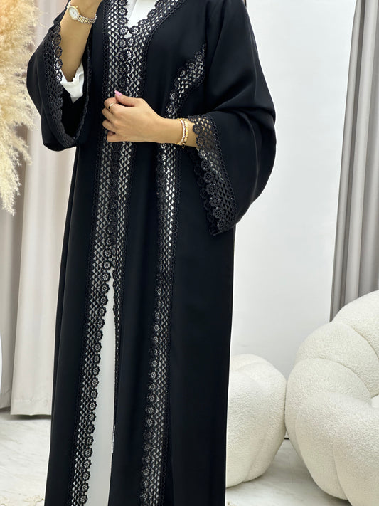 C 0468 Black Classic Lace Abaya