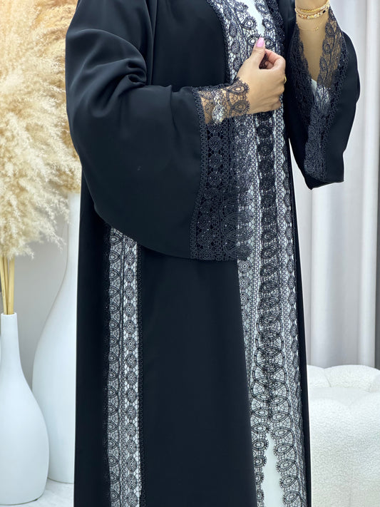 C 0469 Black Classic Lace Abaya