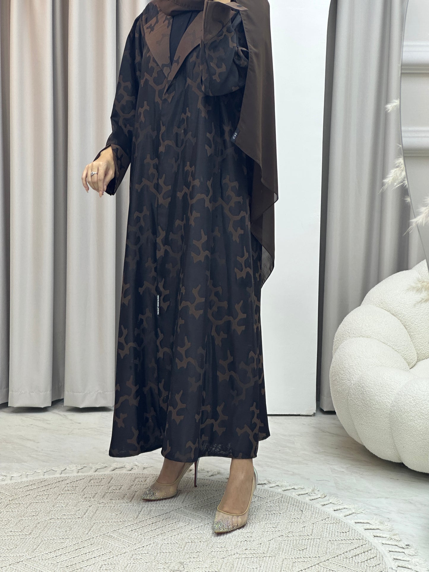 C Web Winter Brown Coat Abaya