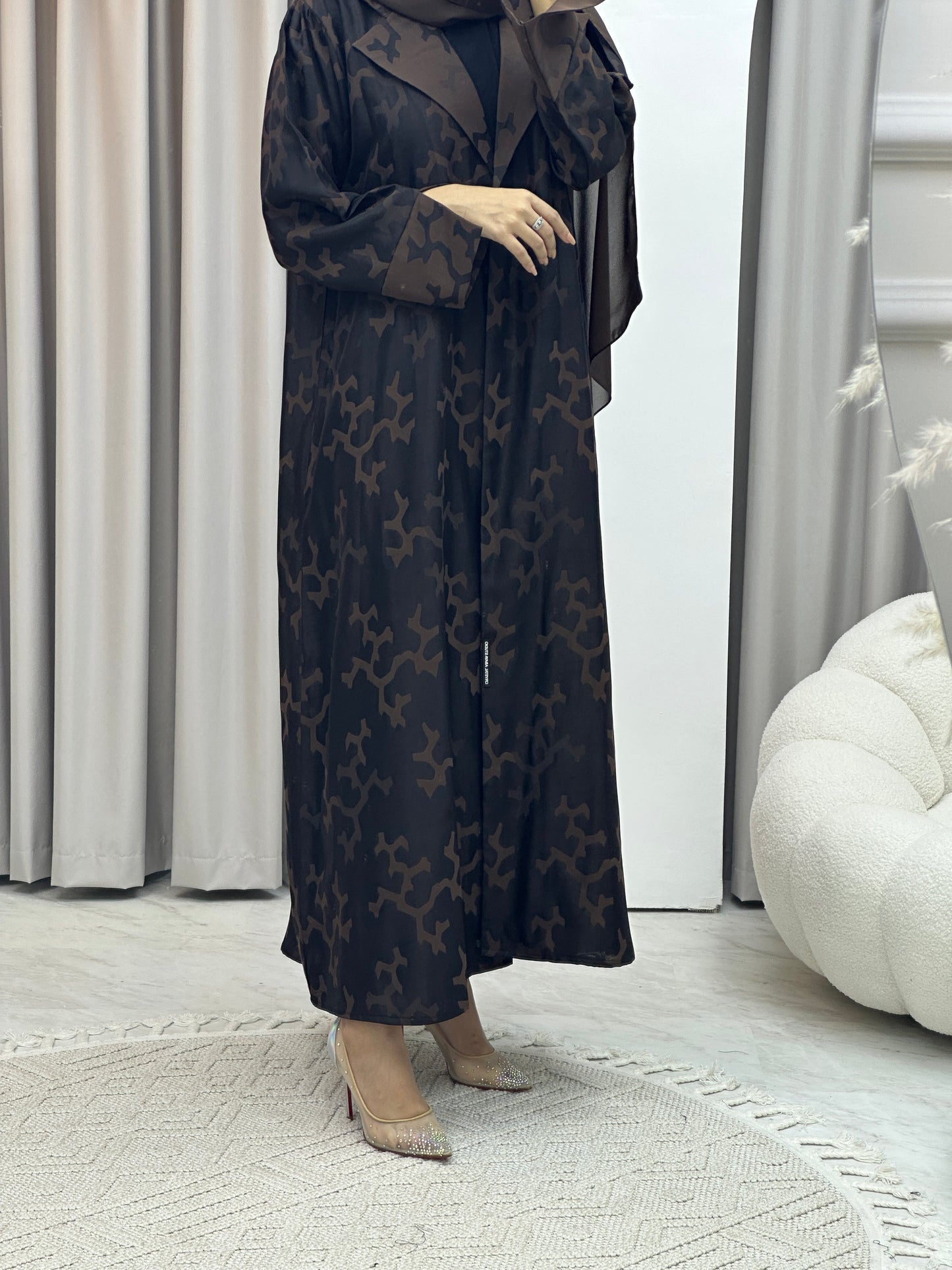 C Web Winter Brown Coat Abaya