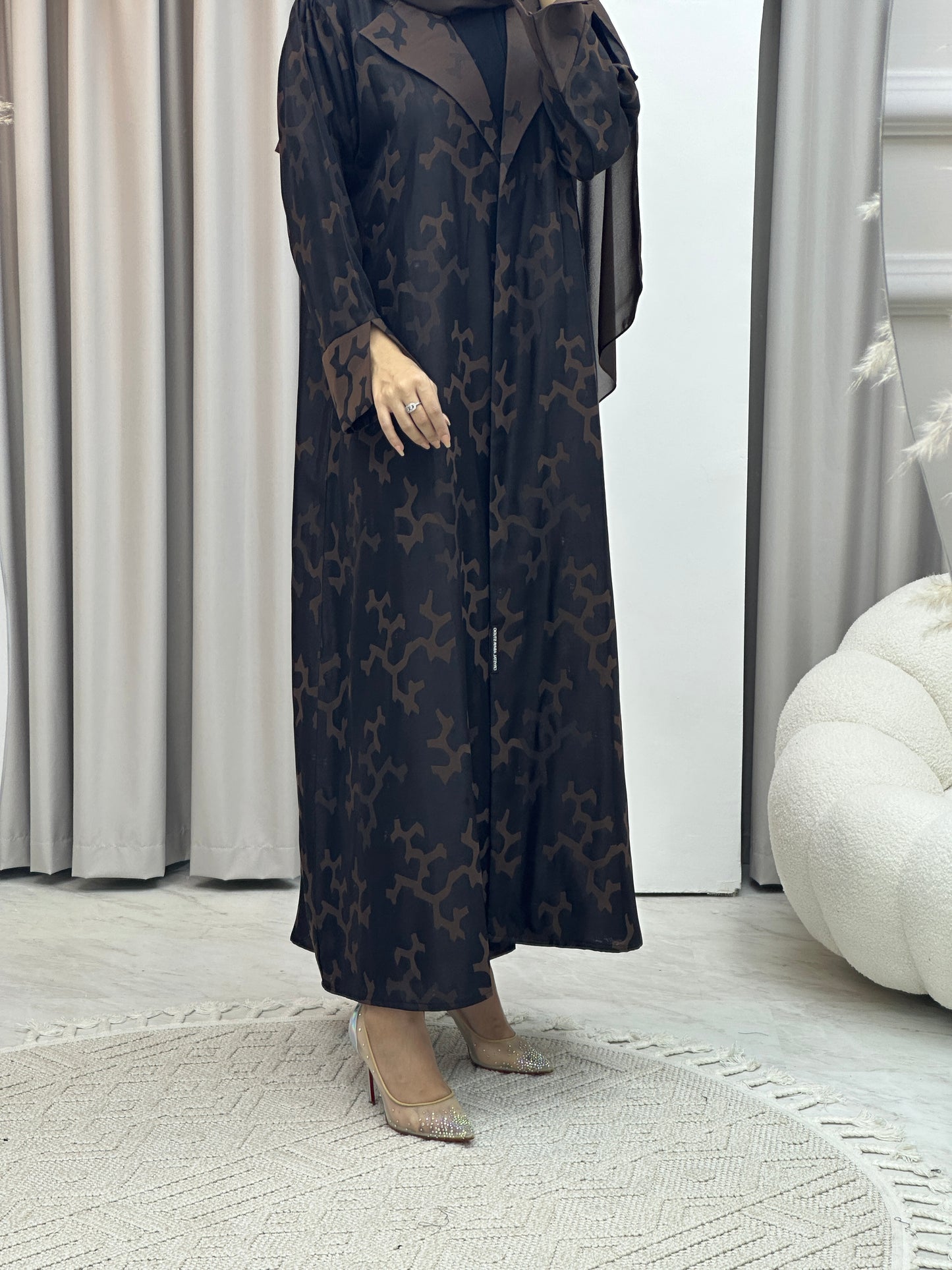 C Web Winter Brown Coat Abaya