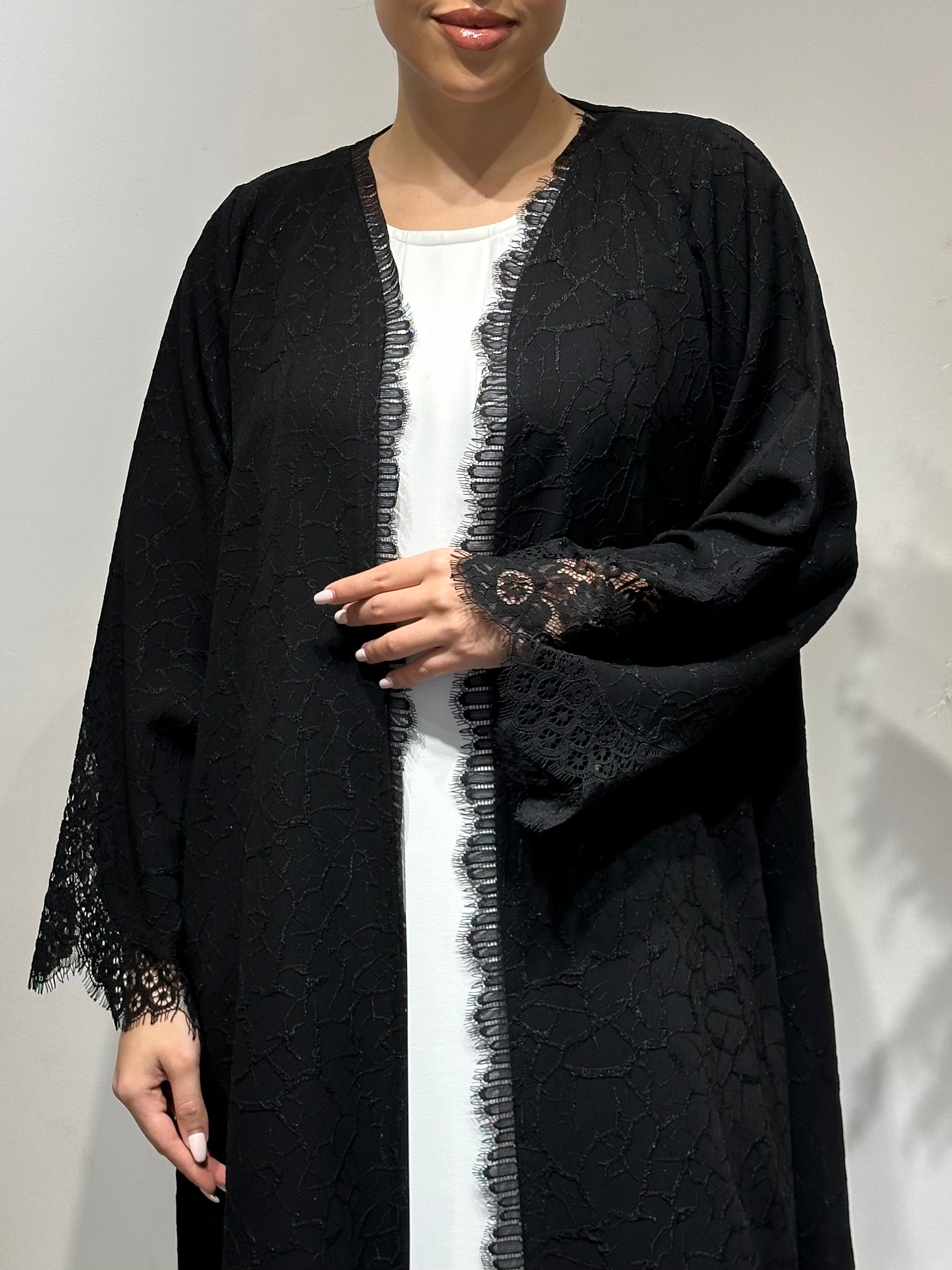 C 1629 Black Lace Abaya