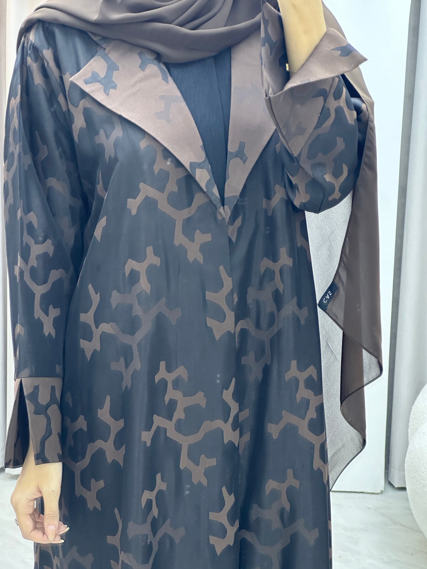 C Web Winter Brown Coat Abaya