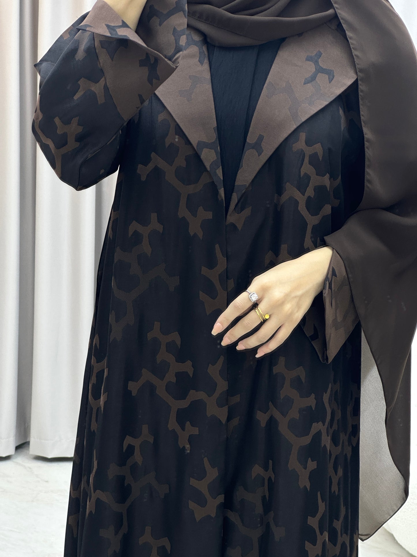 C Web Winter Brown Coat Abaya